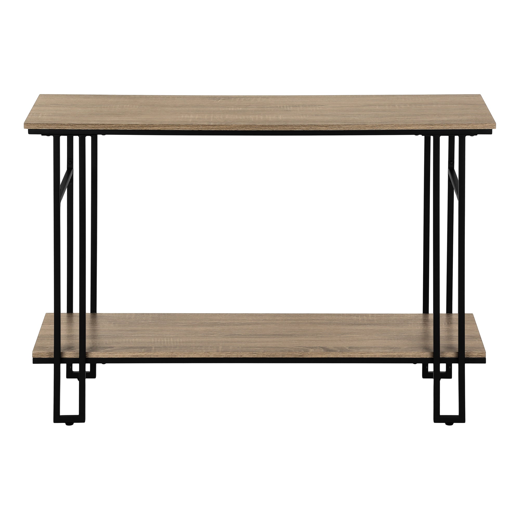 Accent Table 48"L Grey 2-Tier Console Black Metal-Accent Table-DECOROLALA