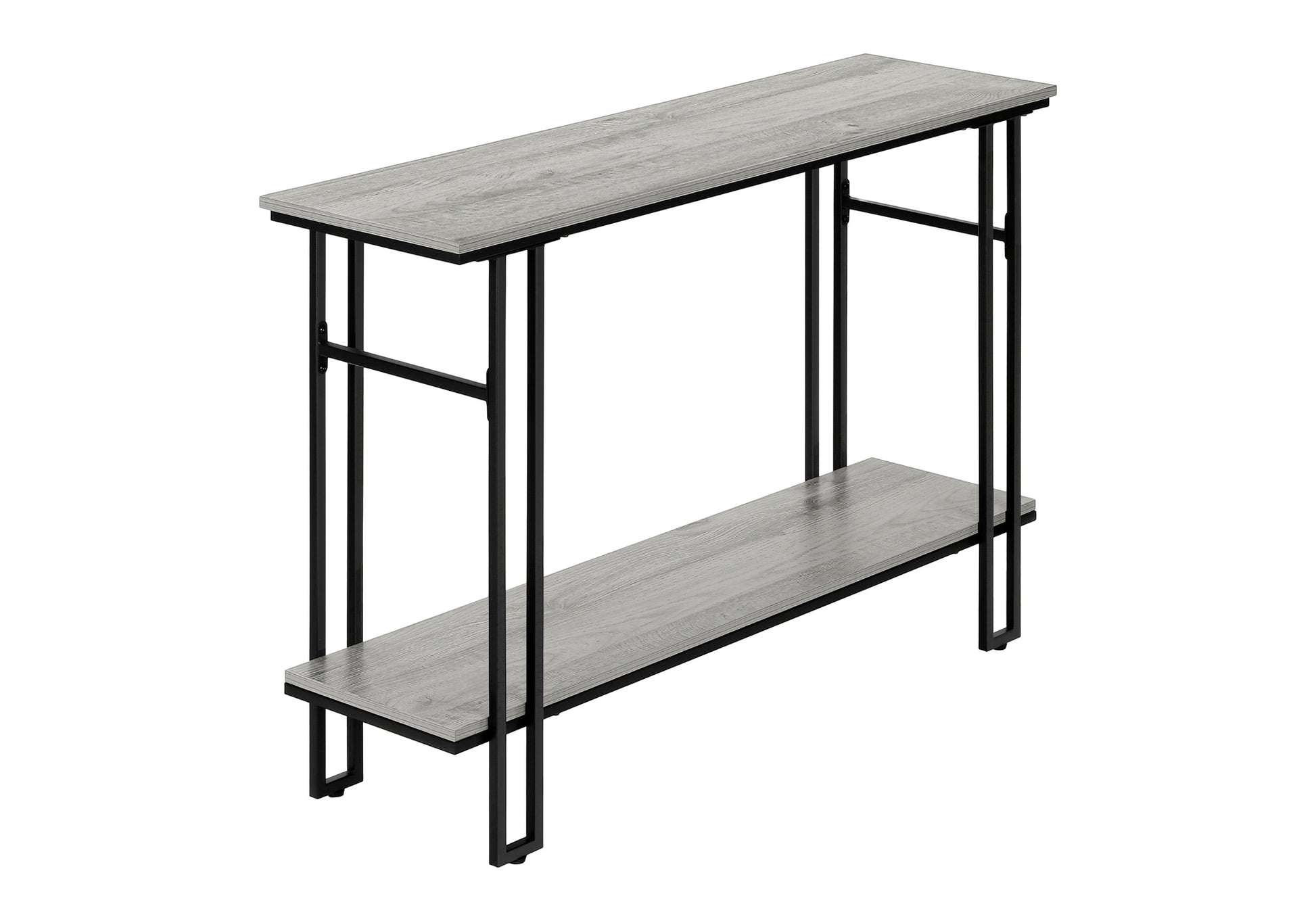 Accent Table 48"L Grey 2-Tier Console Black Metal-Accent Table-DECOROLALA