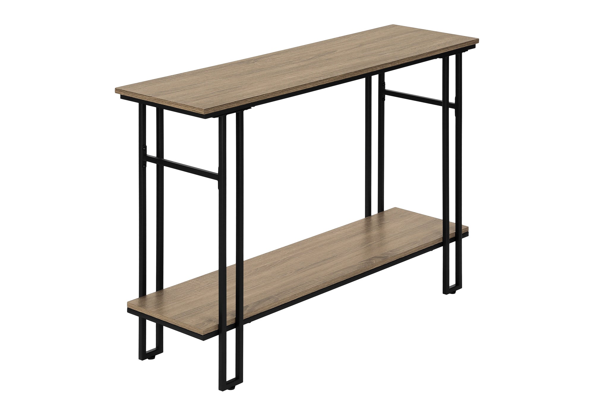 Accent Table 48"L Grey 2-Tier Console Black Metal-Accent Table-DECOROLALA