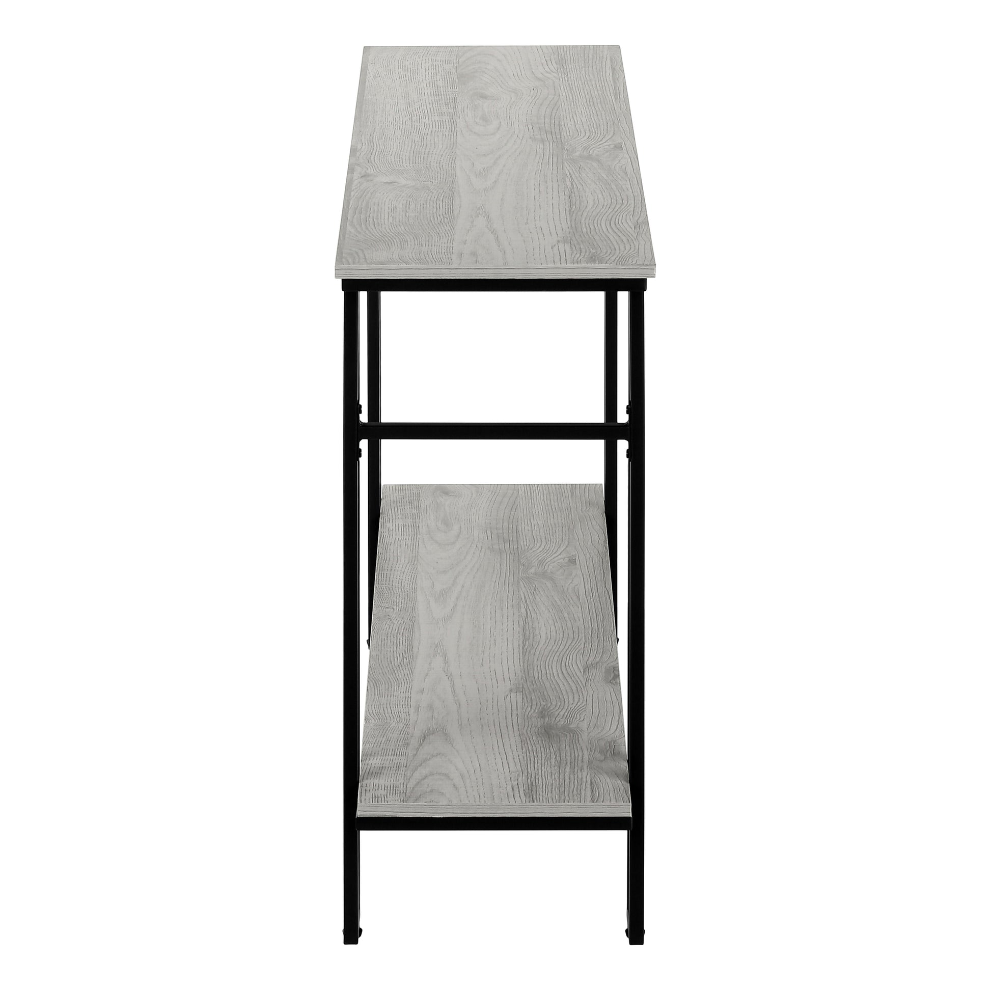 Accent Table 48"L Grey 2-Tier Console Black Metal-Accent Table-DECOROLALA