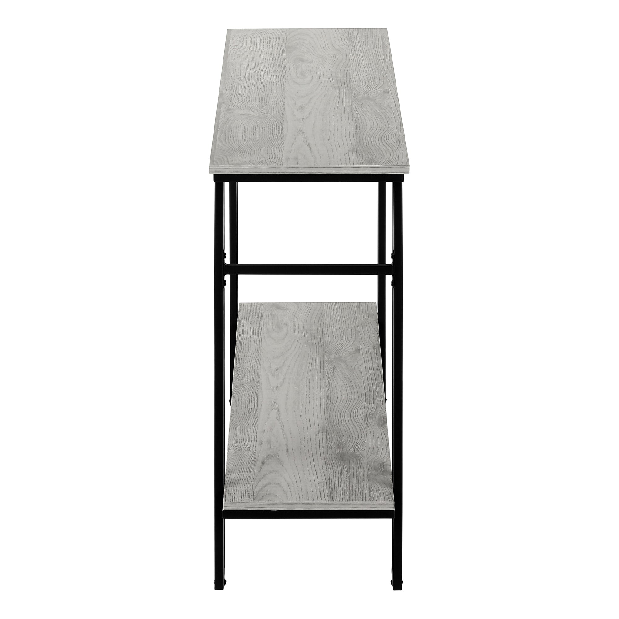 Accent Table 48"L Grey 2-Tier Console Black Metal-Accent Table-DECOROLALA