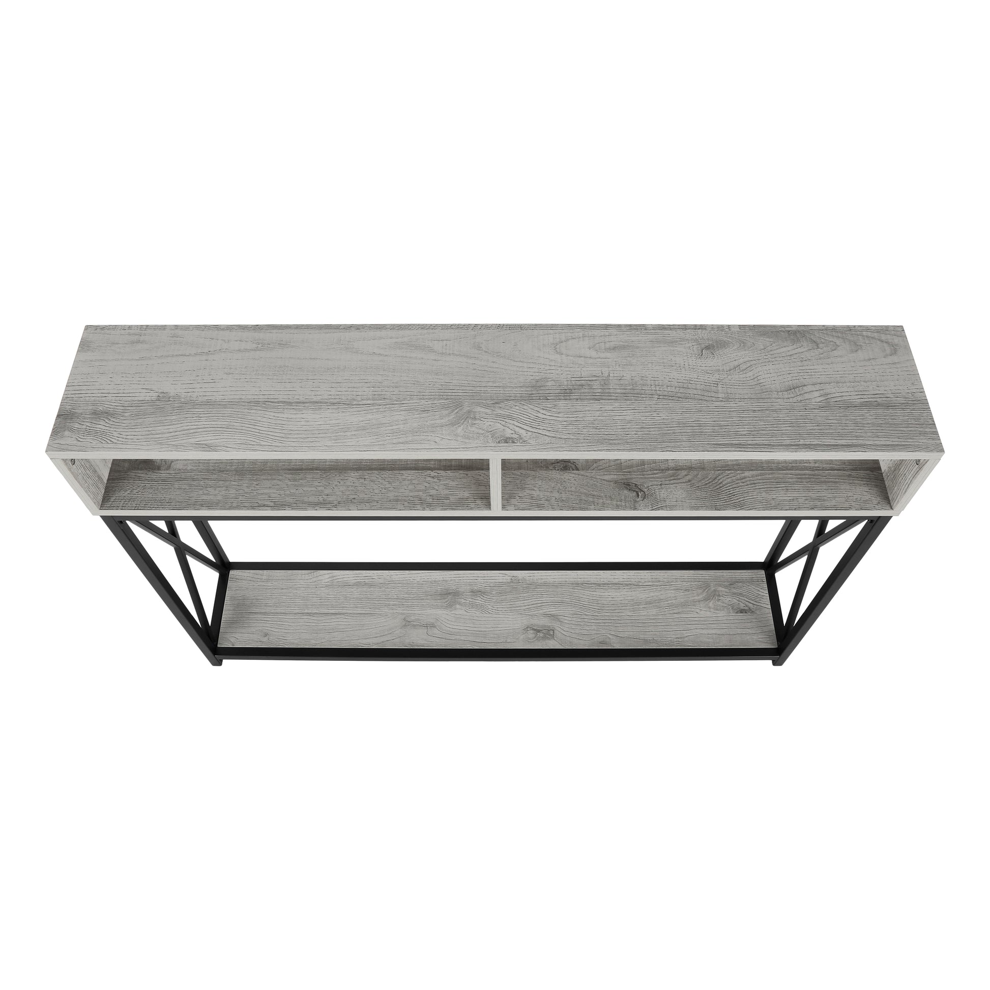 Accent Table - 48"L / Grey / Black Metal Hall Console-Accent Table-DECOROLALA