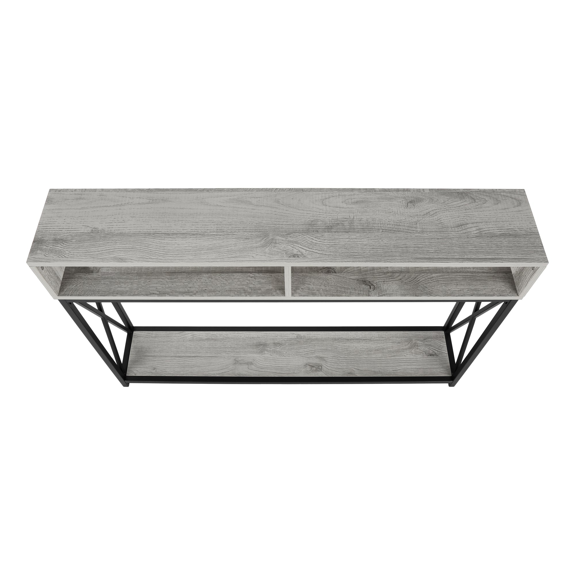 Accent Table - 48"L / Grey / Black Metal Hall Console-Accent Table-DECOROLALA