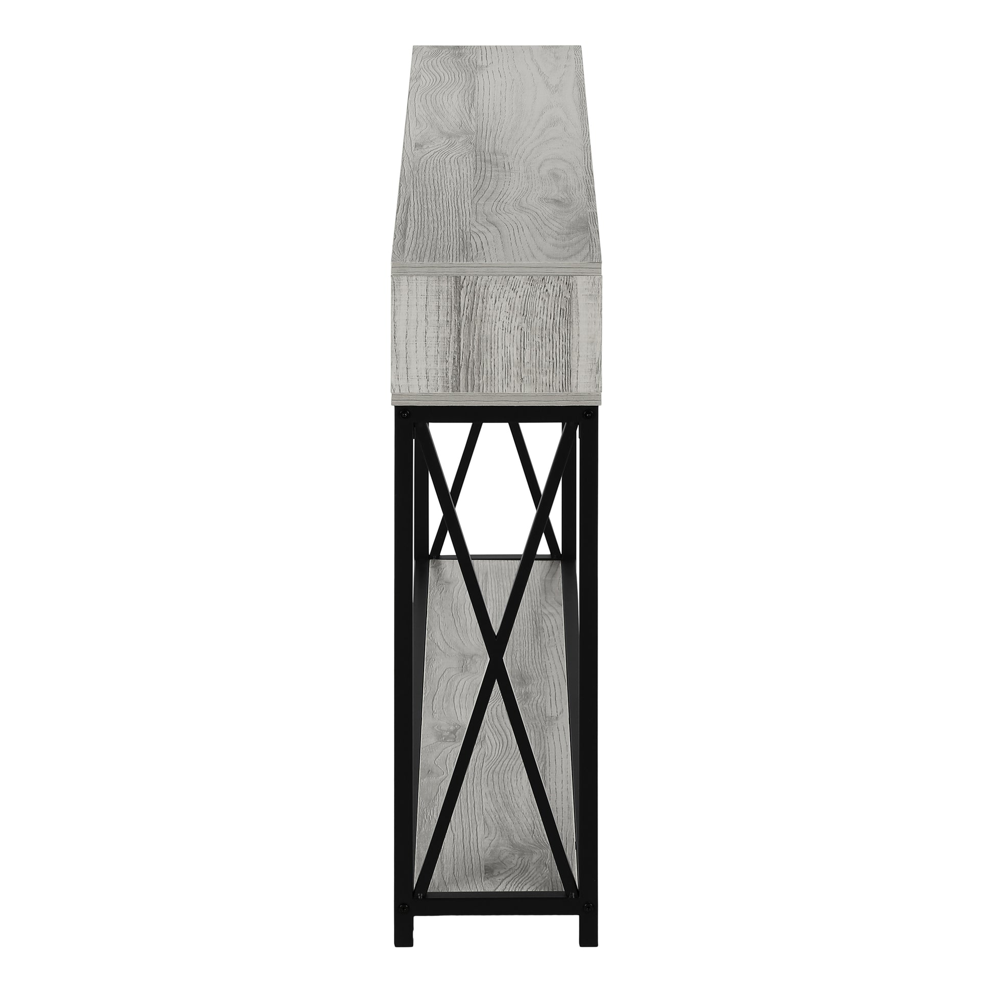 Accent Table 48"L Grey Wood Black Metal Frame-Accent Table-DECOROLALA