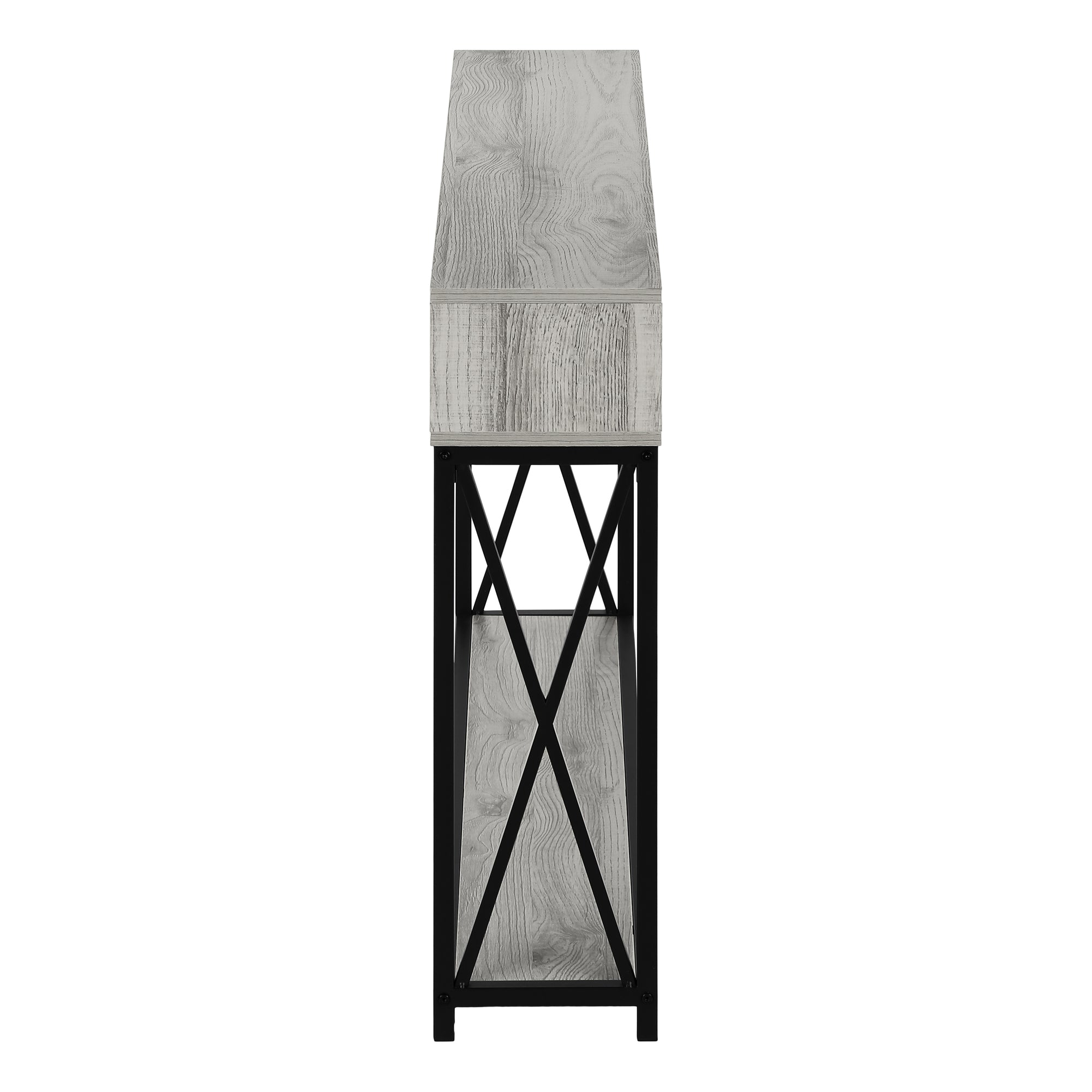 Accent Table 48"L Grey Wood Black Metal Frame-Accent Table-DECOROLALA