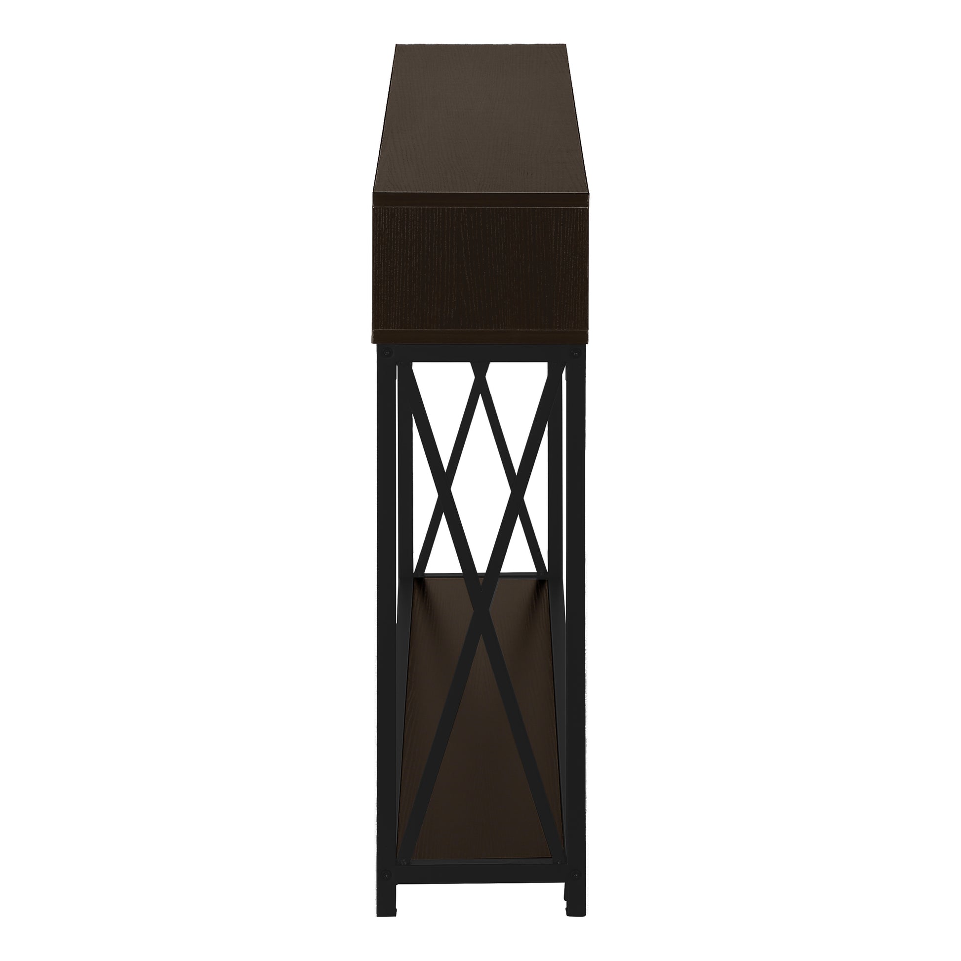 Accent Table 48"L Grey Wood Black Metal Frame-Accent Table-DECOROLALA