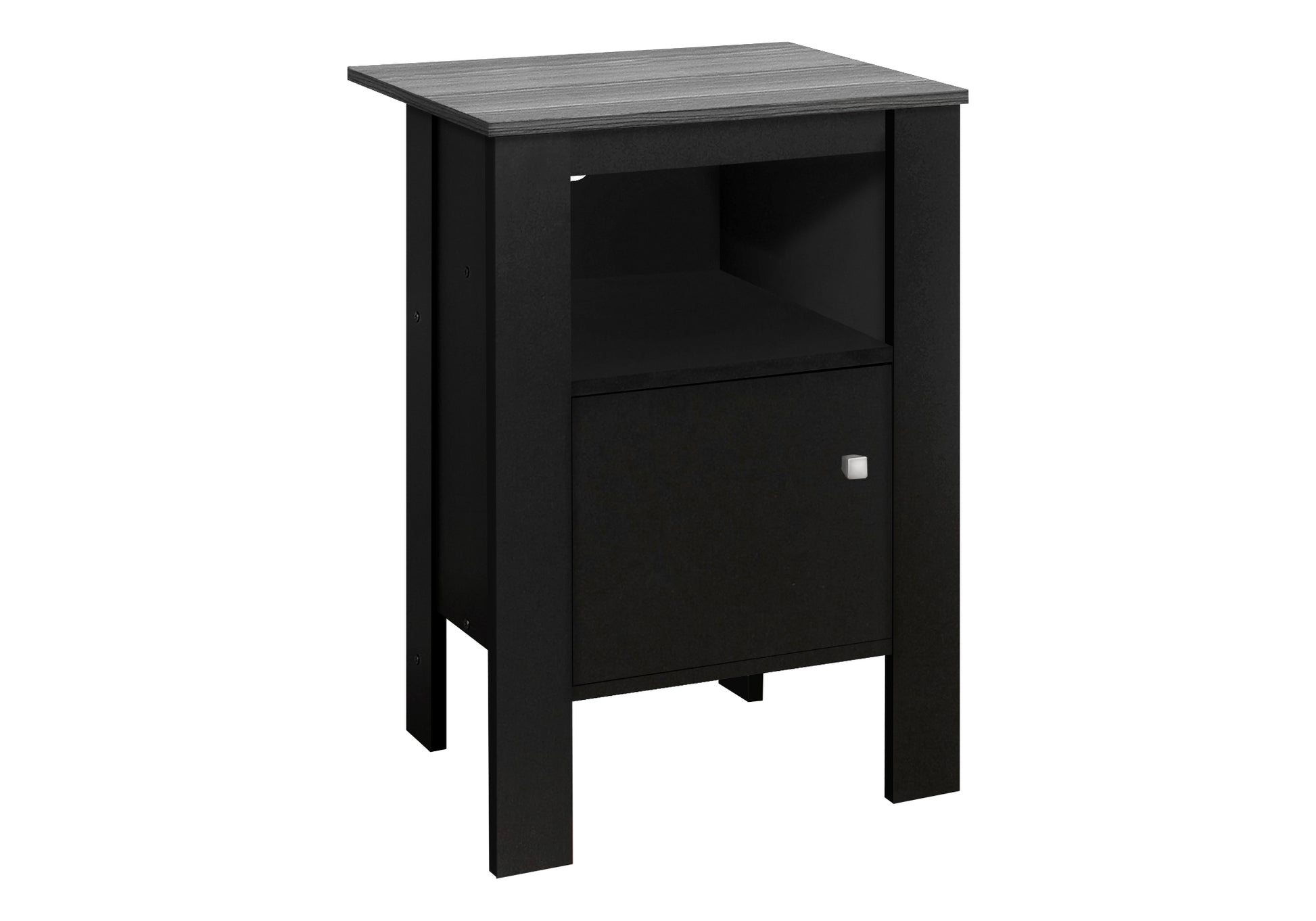 Accent Table - Black / Grey Top Night Stand With Storage-Accent Table-DECOROLALA