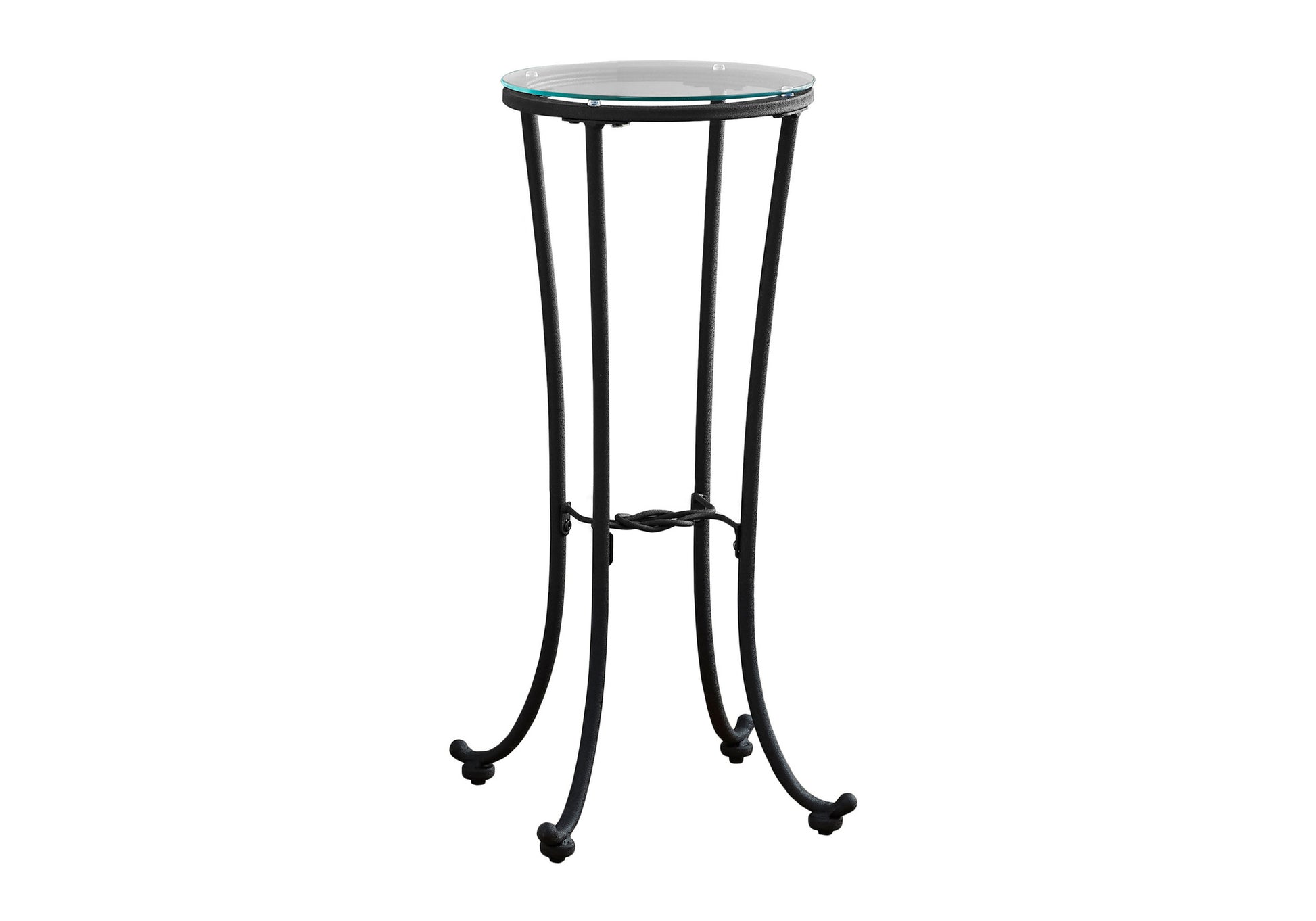 Accent Table - Black Hammered Metal With Glass Top-Accent Table-DECOROLALA