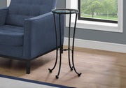 Accent Table - Black Hammered Metal With Glass Top-Accent Table-DECOROLALA