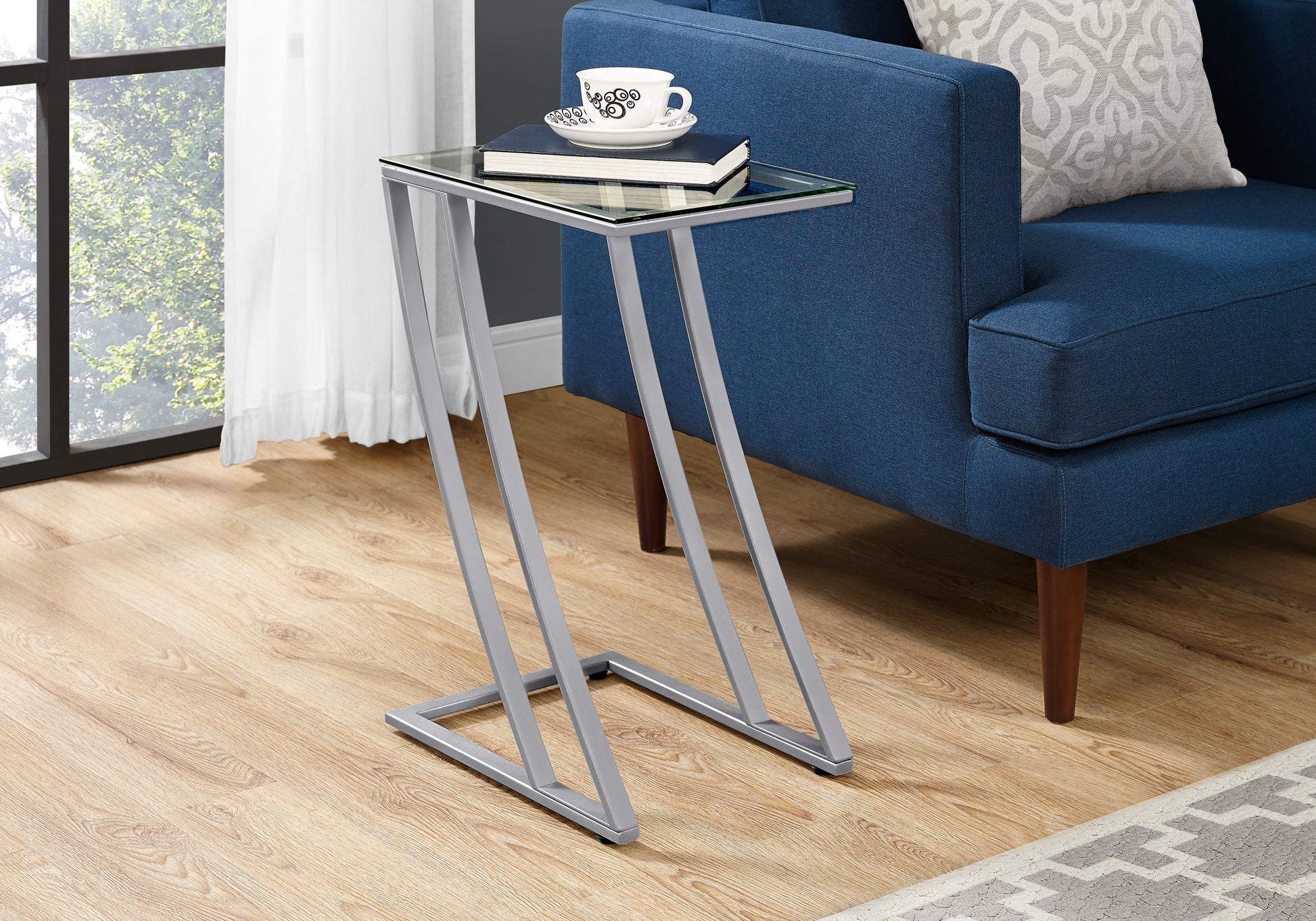 Accent Table - Black Metal With Tempered Glass-Nesting Table-DECOROLALA