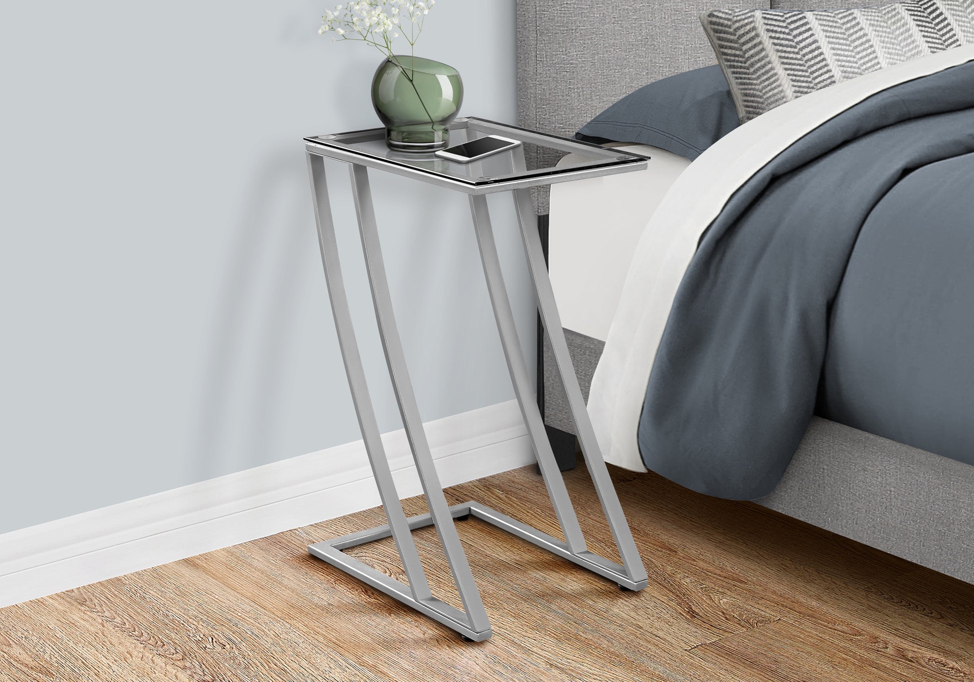 Accent Table - Black Metal With Tempered Glass-Nesting Table-DECOROLALA
