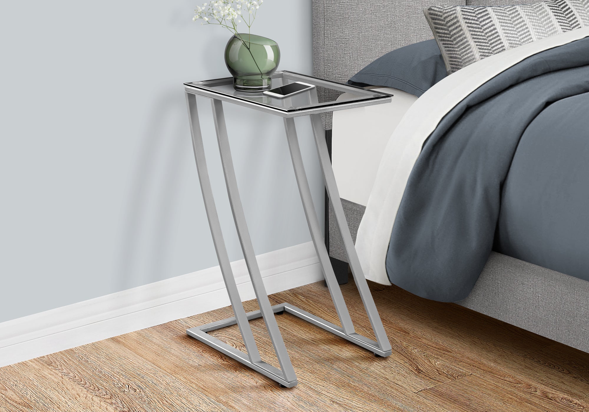 Accent Table - Black Metal With Tempered Glass-Nesting Table-DECOROLALA