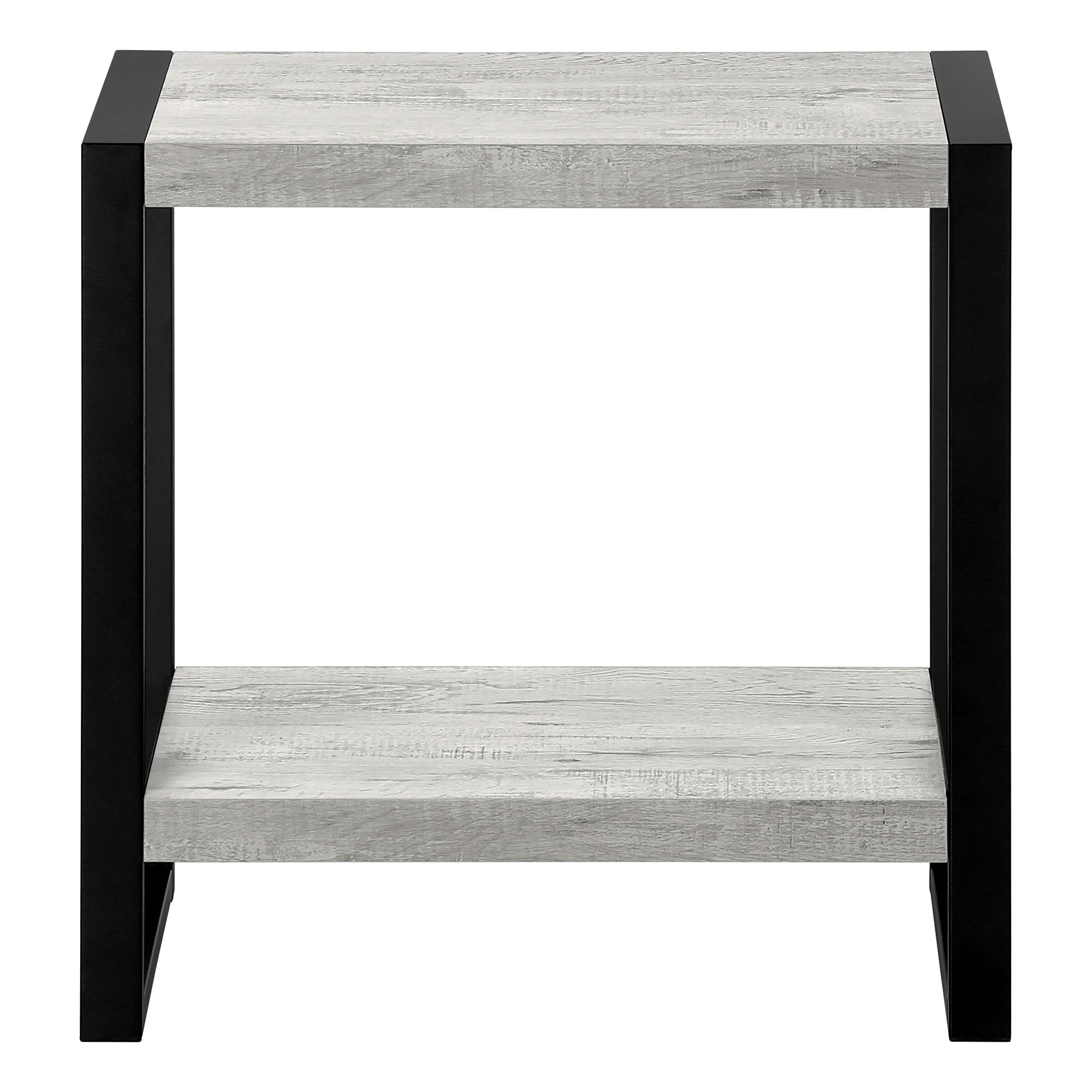 Accent Table Brown Reclaimed Wood 2-Tier Black Metal-Accent Table-DECOROLALA