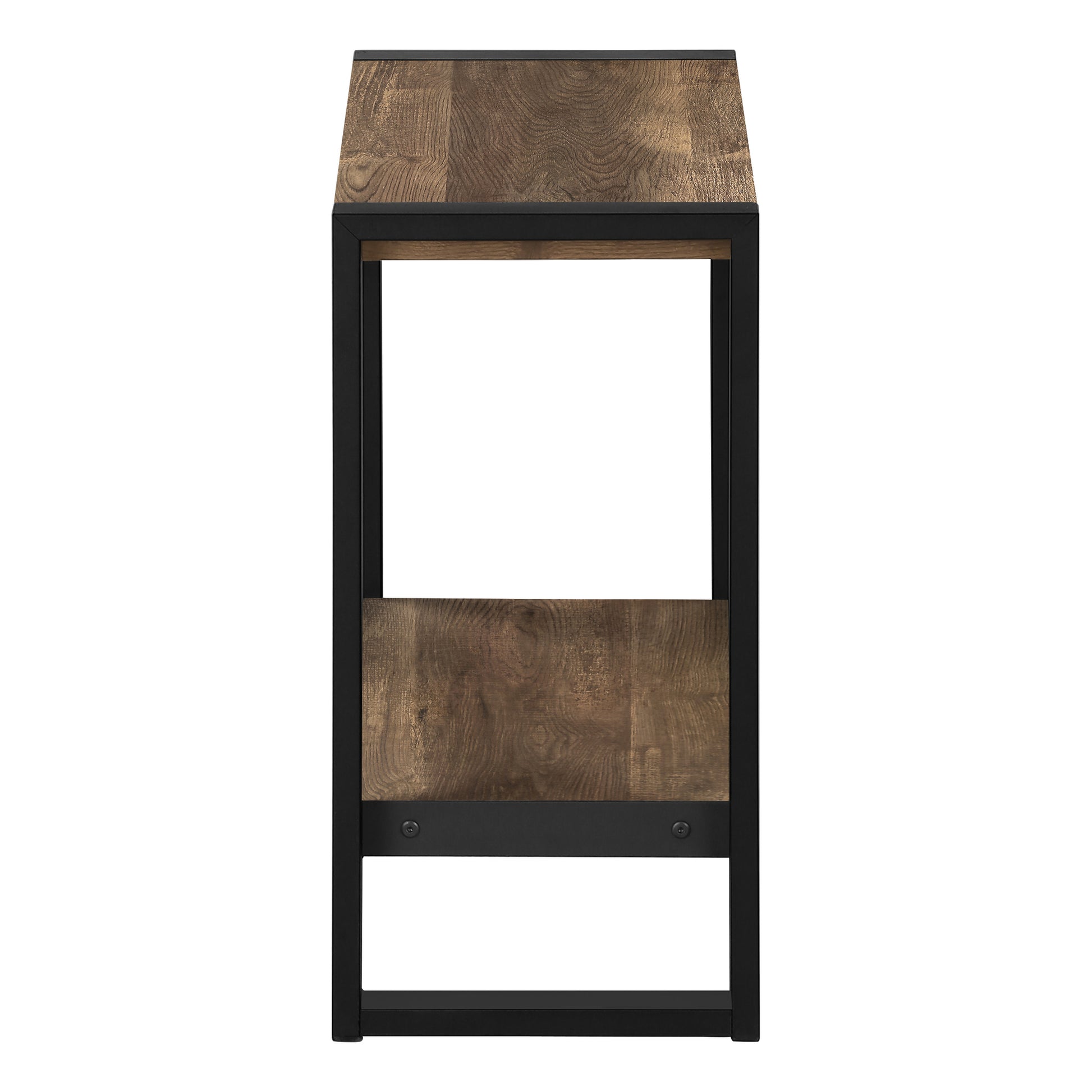 Accent Table Brown Reclaimed Wood 2-Tier Black Metal-Accent Table-DECOROLALA