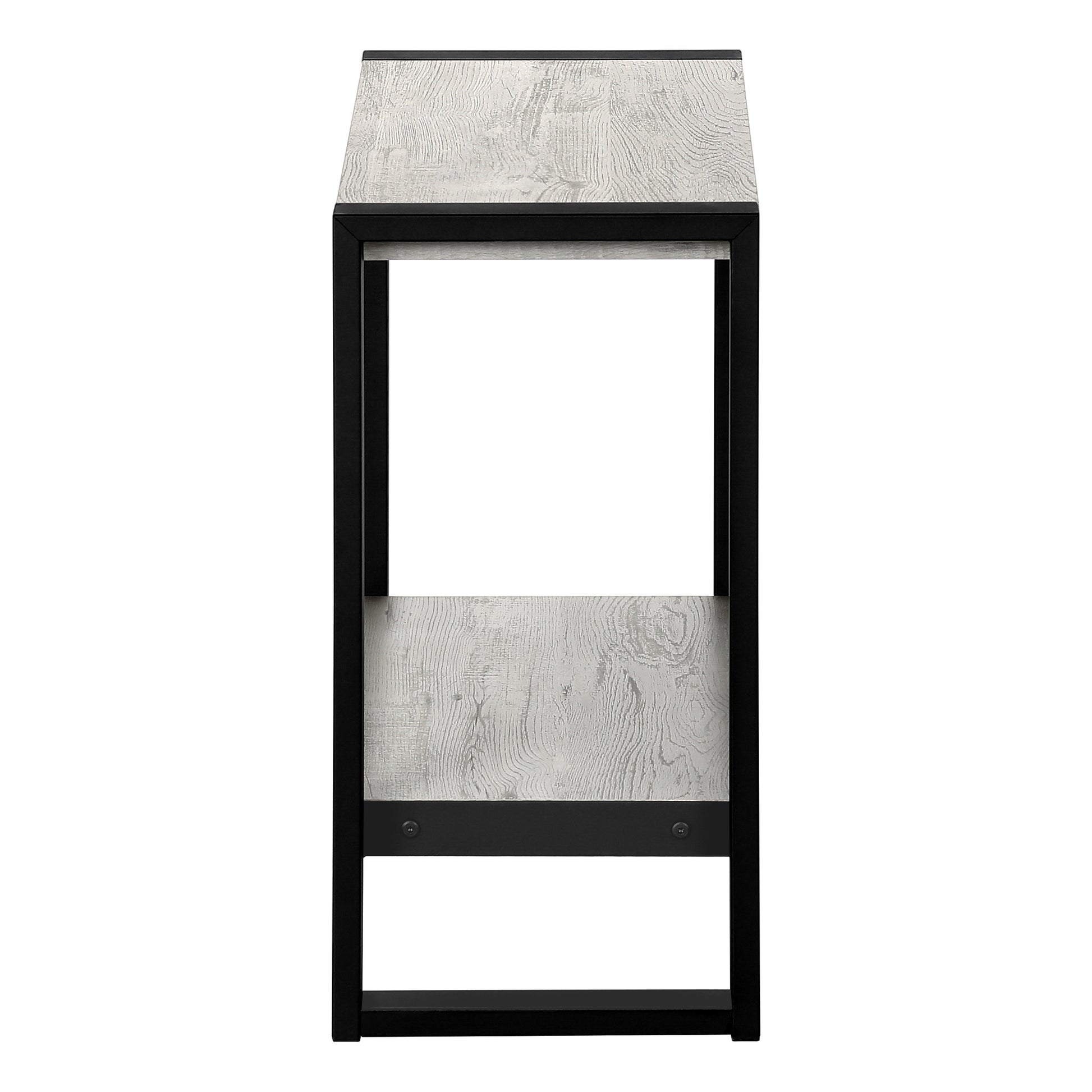 Accent Table Brown Reclaimed Wood 2-Tier Black Metal-Accent Table-DECOROLALA