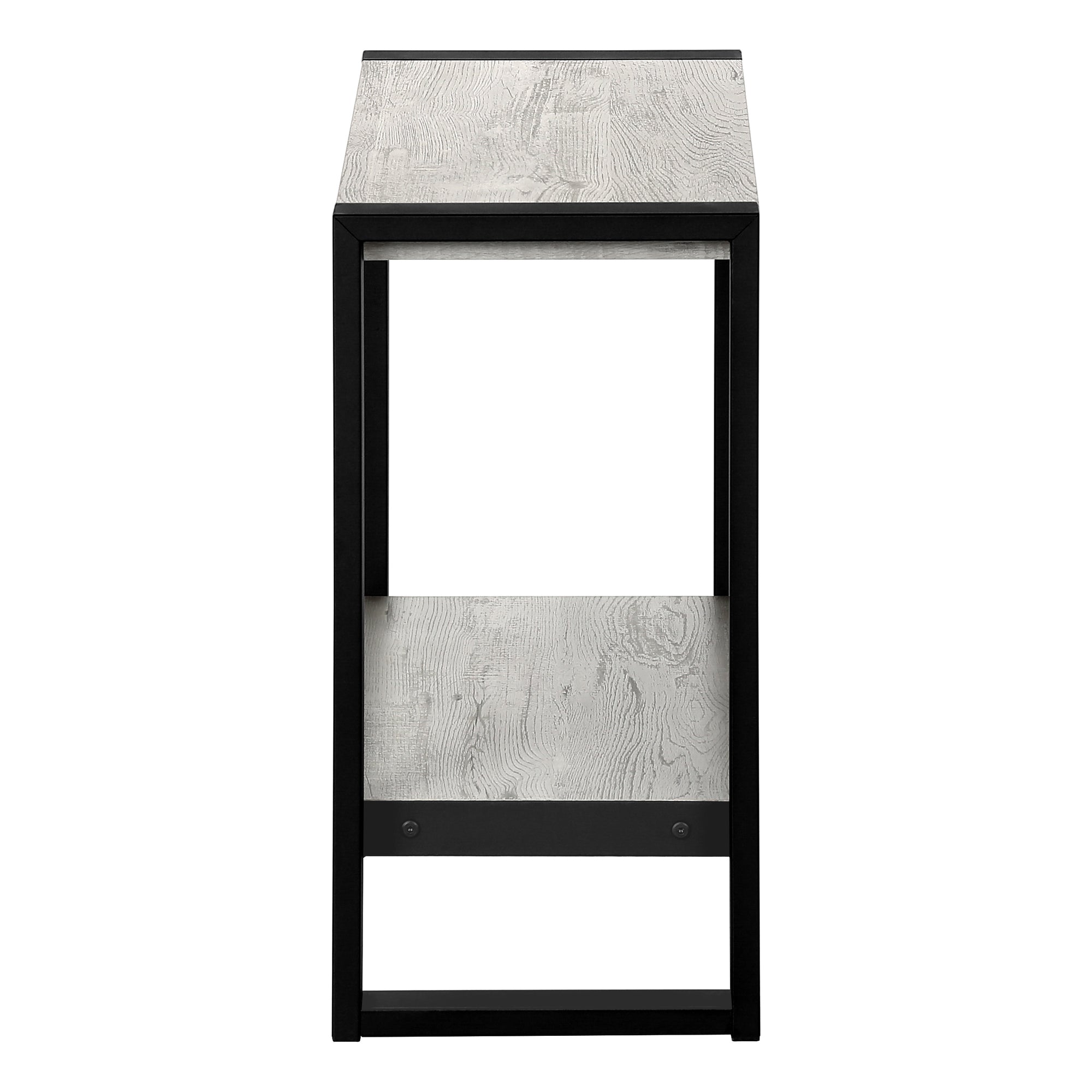 Accent Table Brown Reclaimed Wood 2-Tier Black Metal-Accent Table-DECOROLALA