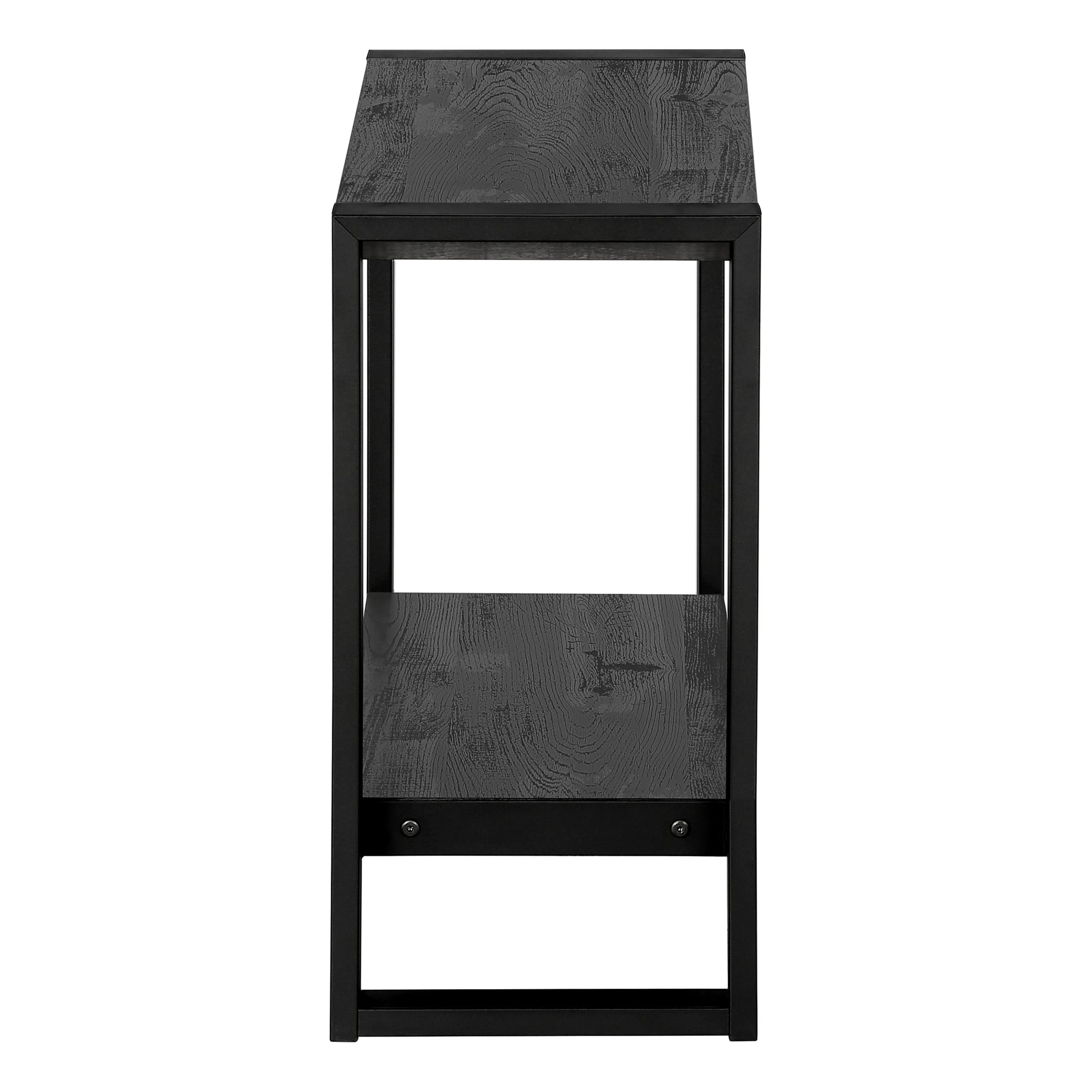 Accent Table Brown Reclaimed Wood 2-Tier Black Metal-Accent Table-DECOROLALA