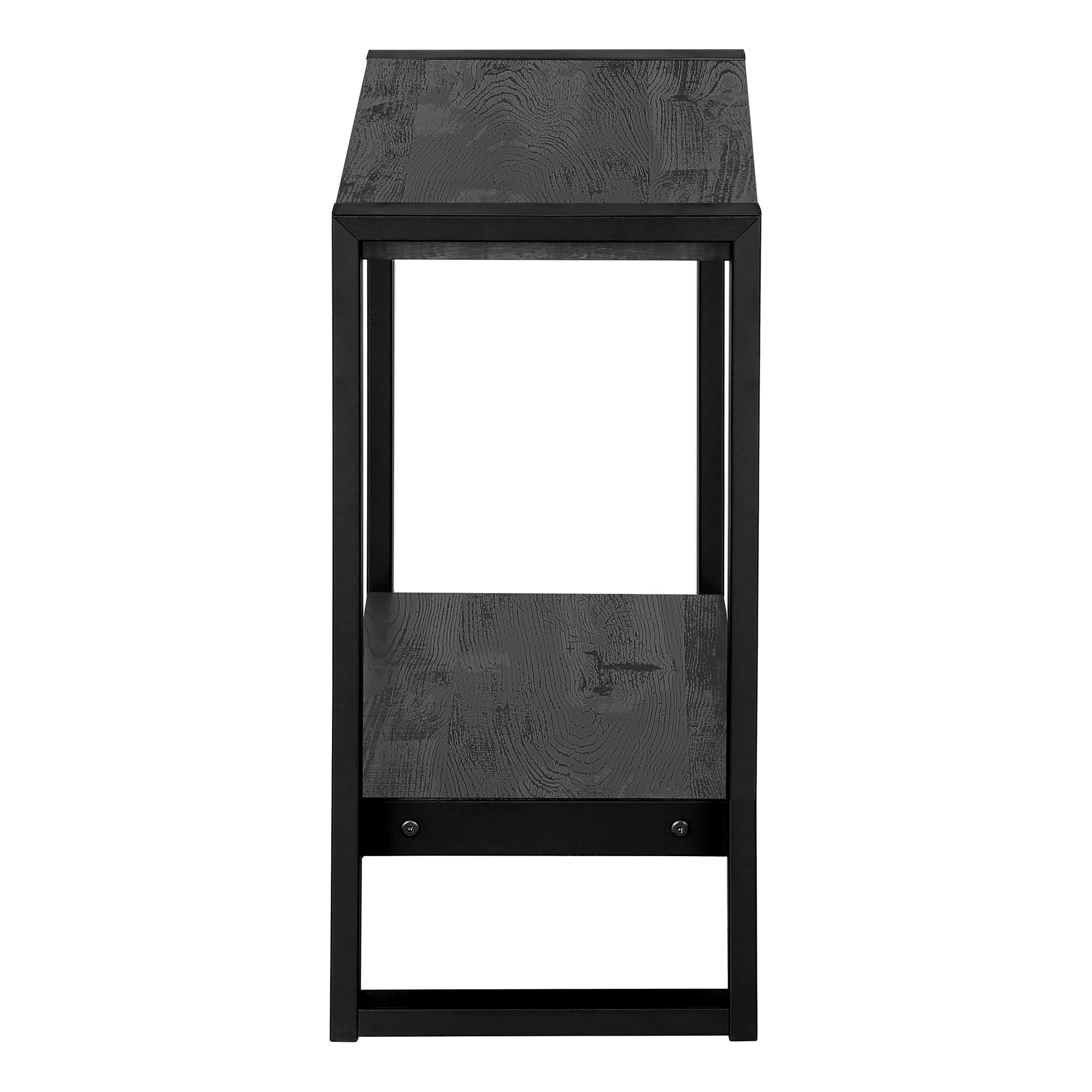Accent Table Brown Reclaimed Wood 2-Tier Black Metal-Accent Table-DECOROLALA