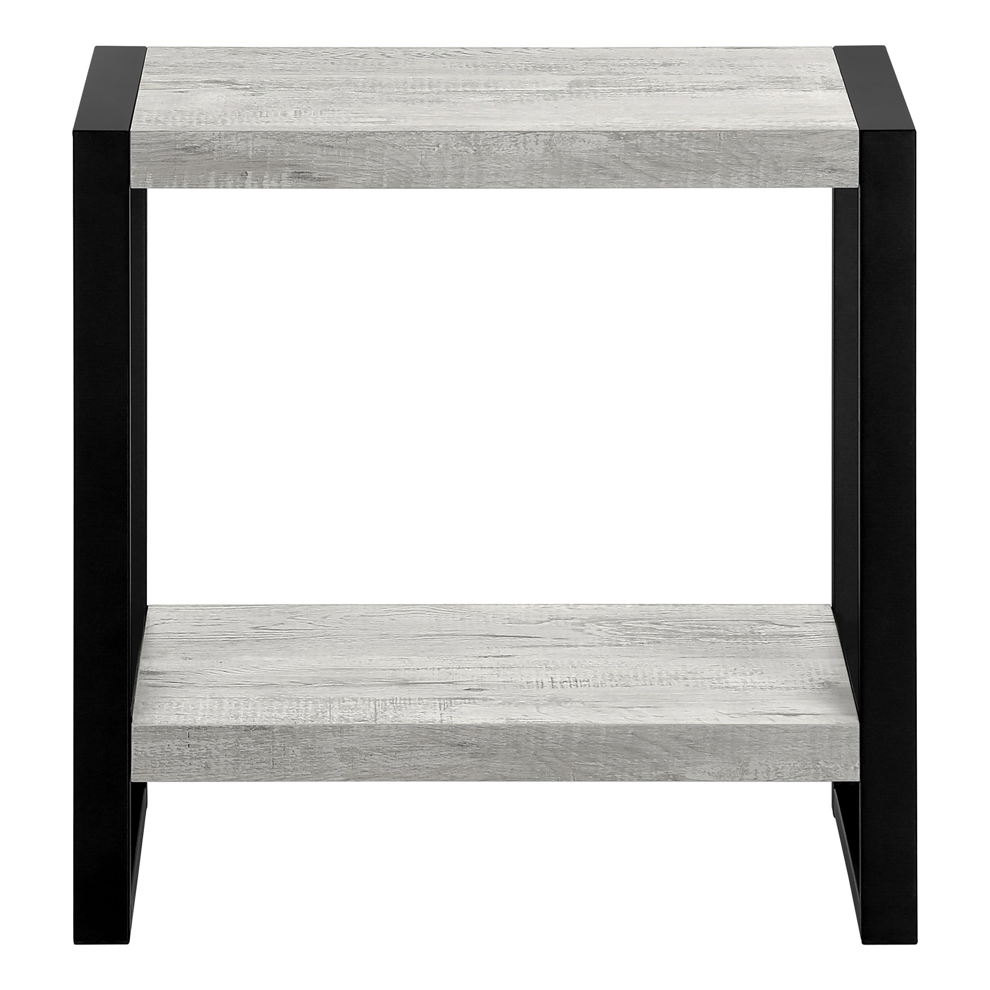 Accent Table Brown Reclaimed Wood 2-Tier Black Metal-Accent Table-DECOROLALA