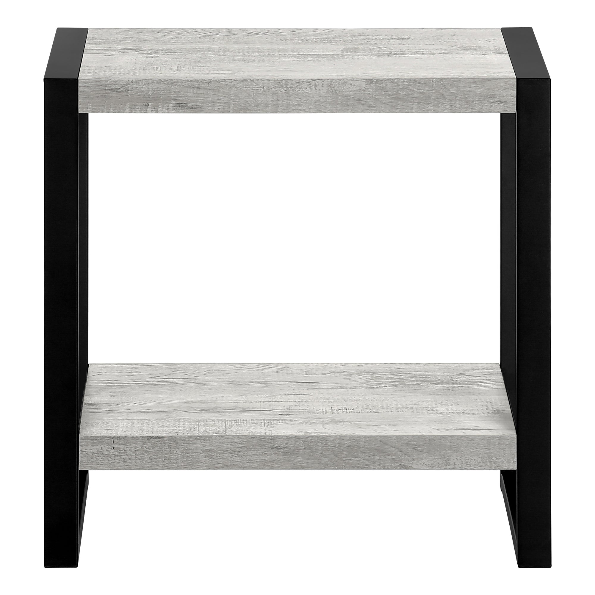 Accent Table Brown Reclaimed Wood 2-Tier Black Metal-Accent Table-DECOROLALA