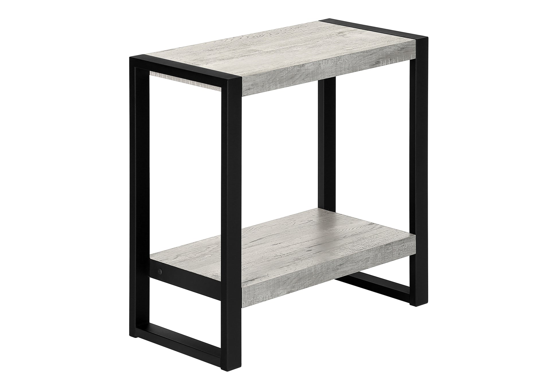 Accent Table Brown Reclaimed Wood 2-Tier Black Metal-Accent Table-DECOROLALA