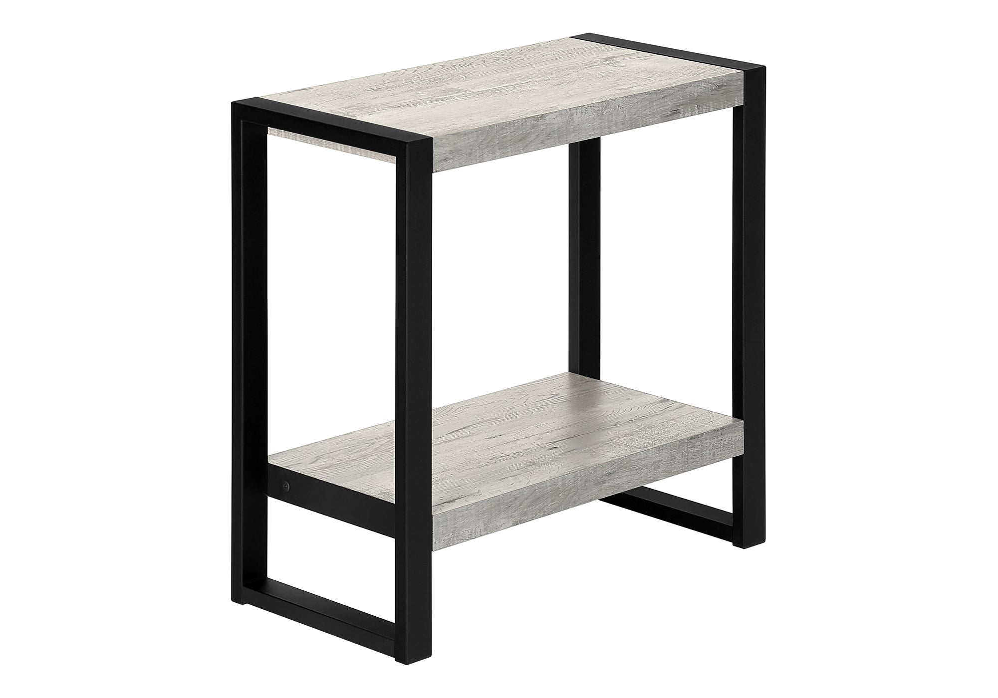 Accent Table Brown Reclaimed Wood 2-Tier Black Metal-Accent Table-DECOROLALA