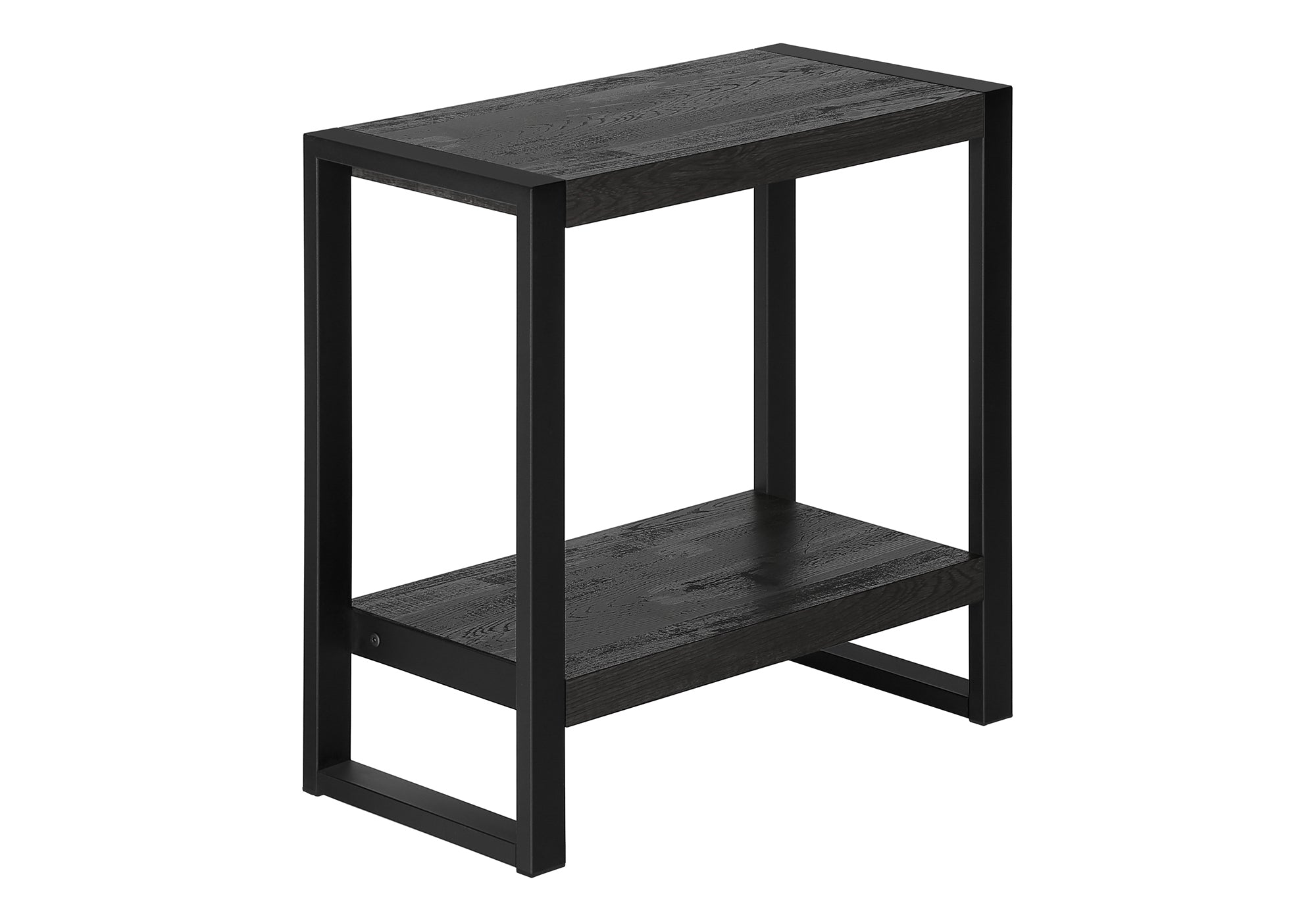 Accent Table Brown Reclaimed Wood 2-Tier Black Metal-Accent Table-DECOROLALA