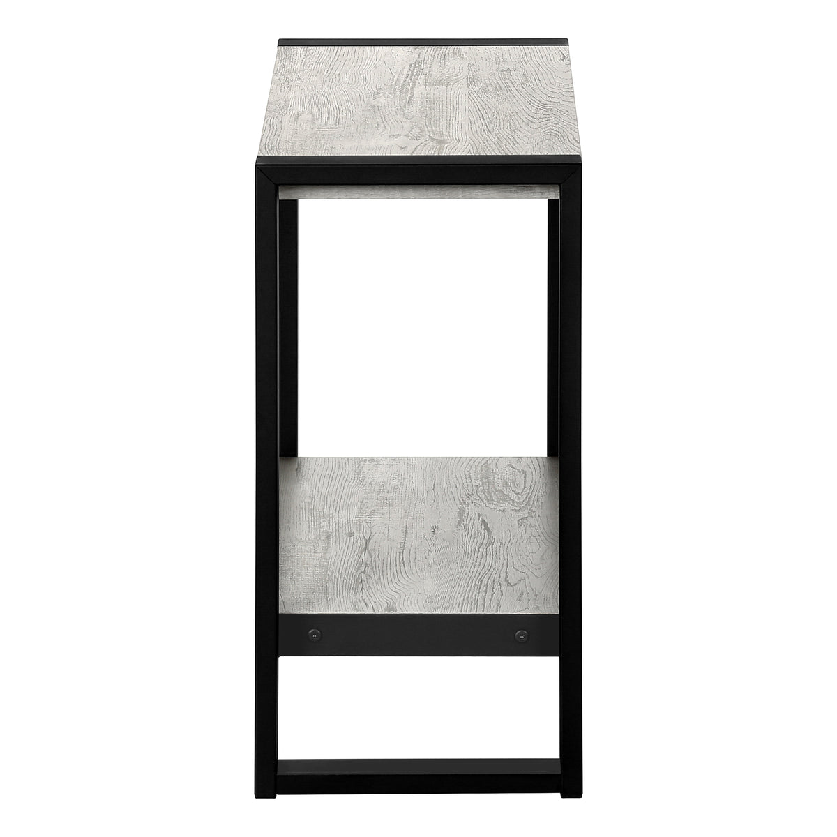 Accent Table Brown Reclaimed Wood 2-Tier Black Metal-Accent Tables-DECOROLALA