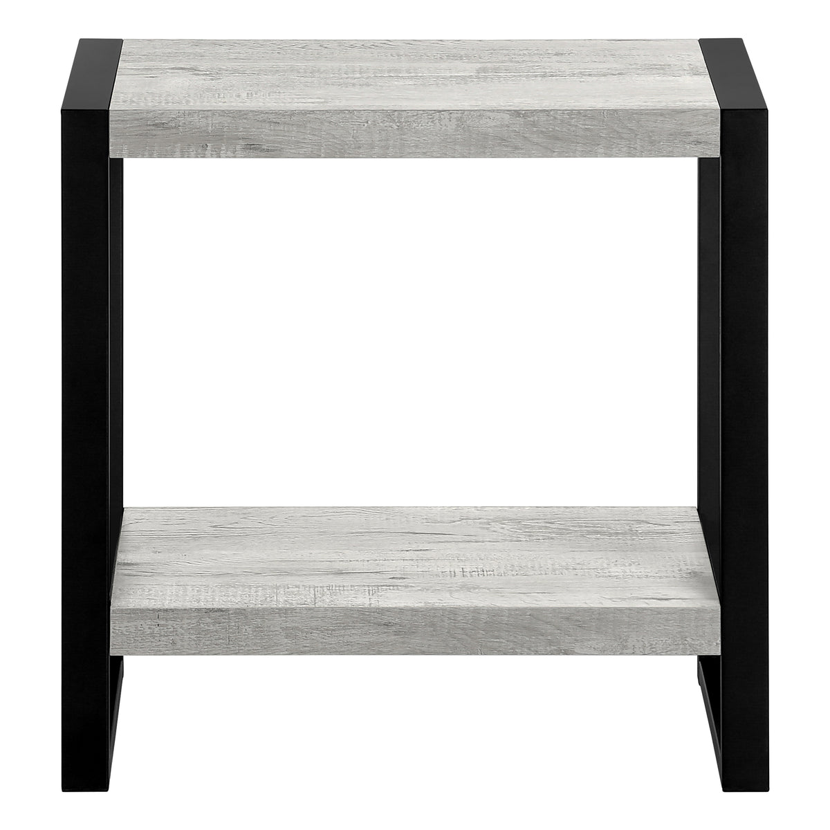 Accent Table Brown Reclaimed Wood 2-Tier Black Metal-Accent Tables-DECOROLALA