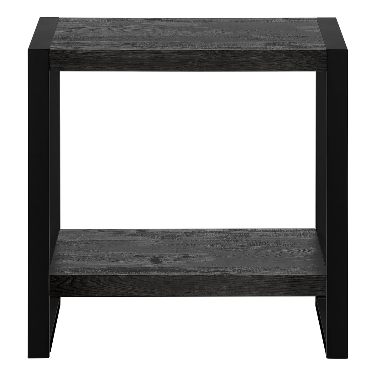 Accent Table Brown Reclaimed Wood 2-Tier Black Metal-Accent Tables-DECOROLALA