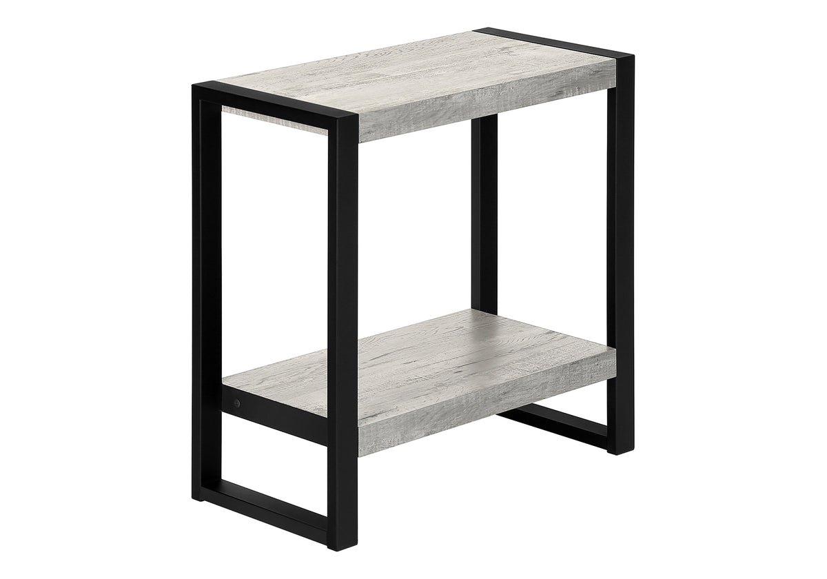Accent Table Brown Reclaimed Wood 2-Tier Black Metal-Accent Tables-DECOROLALA