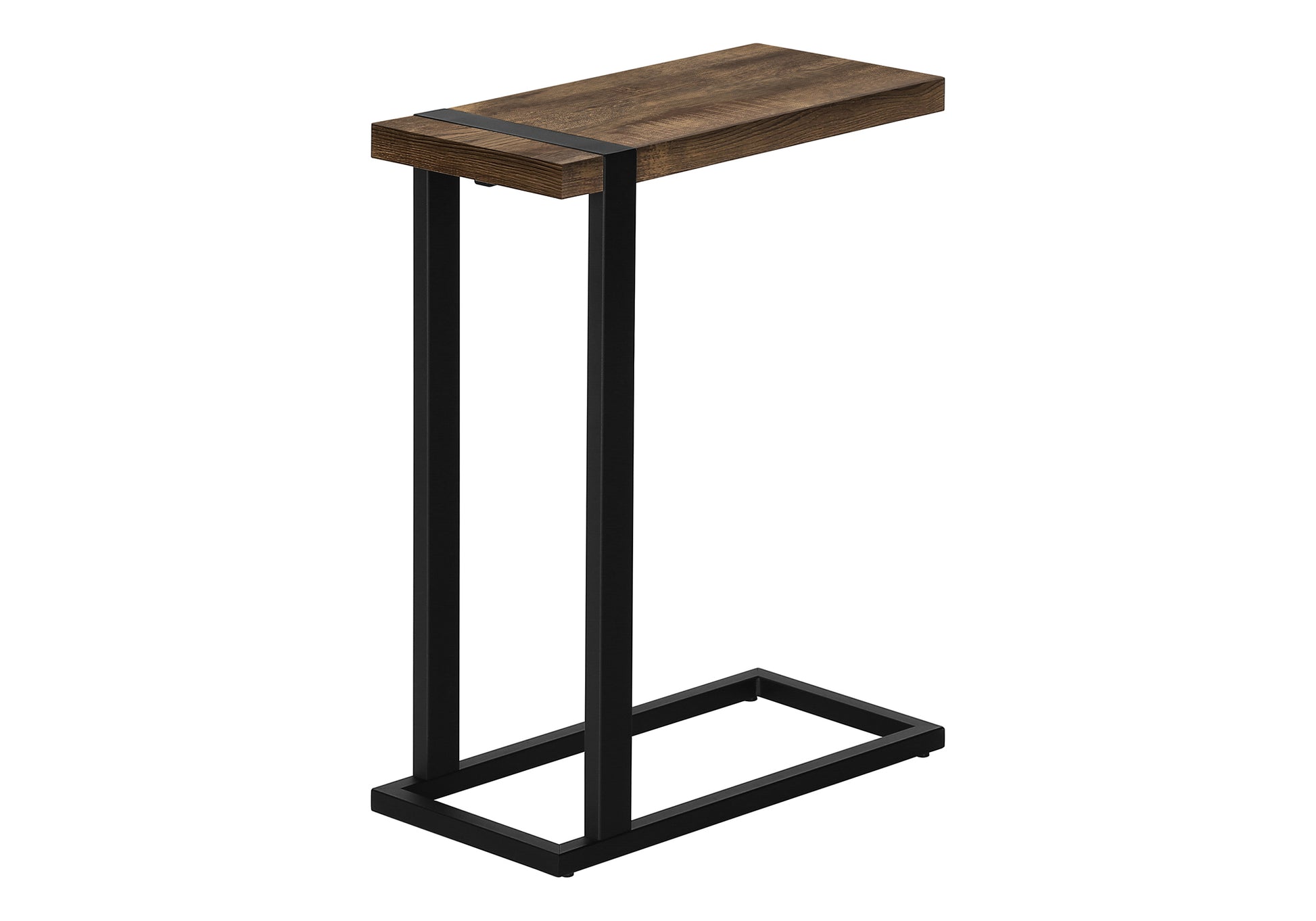 Accent Table Brown Reclaimed Wood/Black Metal C-Shape-Accent Table-DECOROLALA