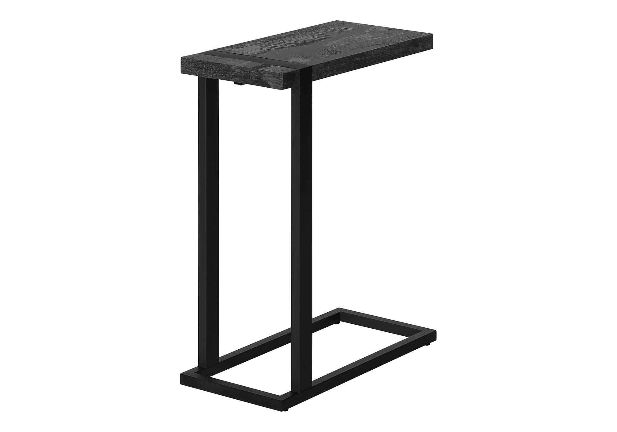 Accent Table Brown Reclaimed Wood/Black Metal C-Shape-Accent Table-DECOROLALA
