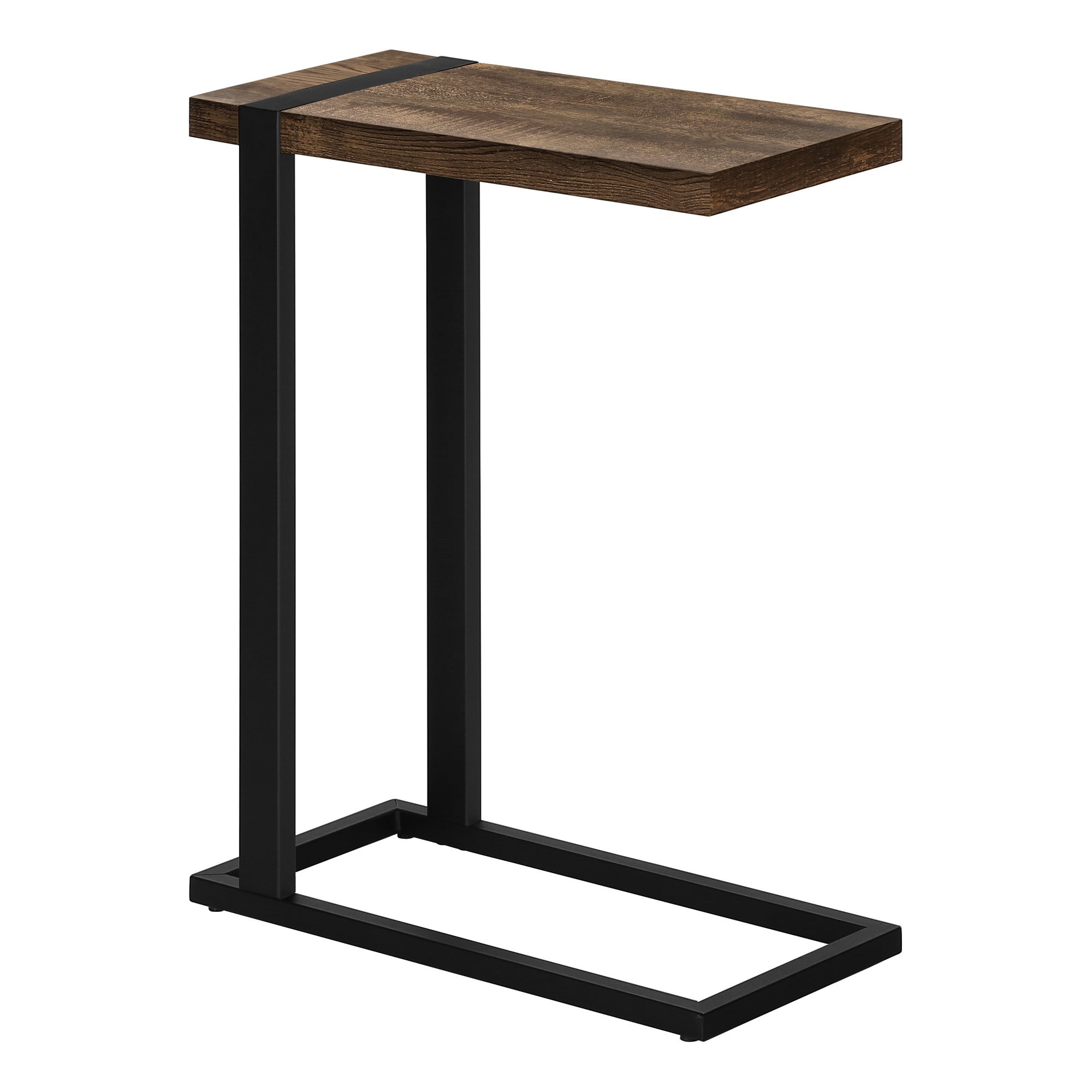 Accent Table Brown Reclaimed Wood/Black Metal C-Shape-Accent Table-DECOROLALA