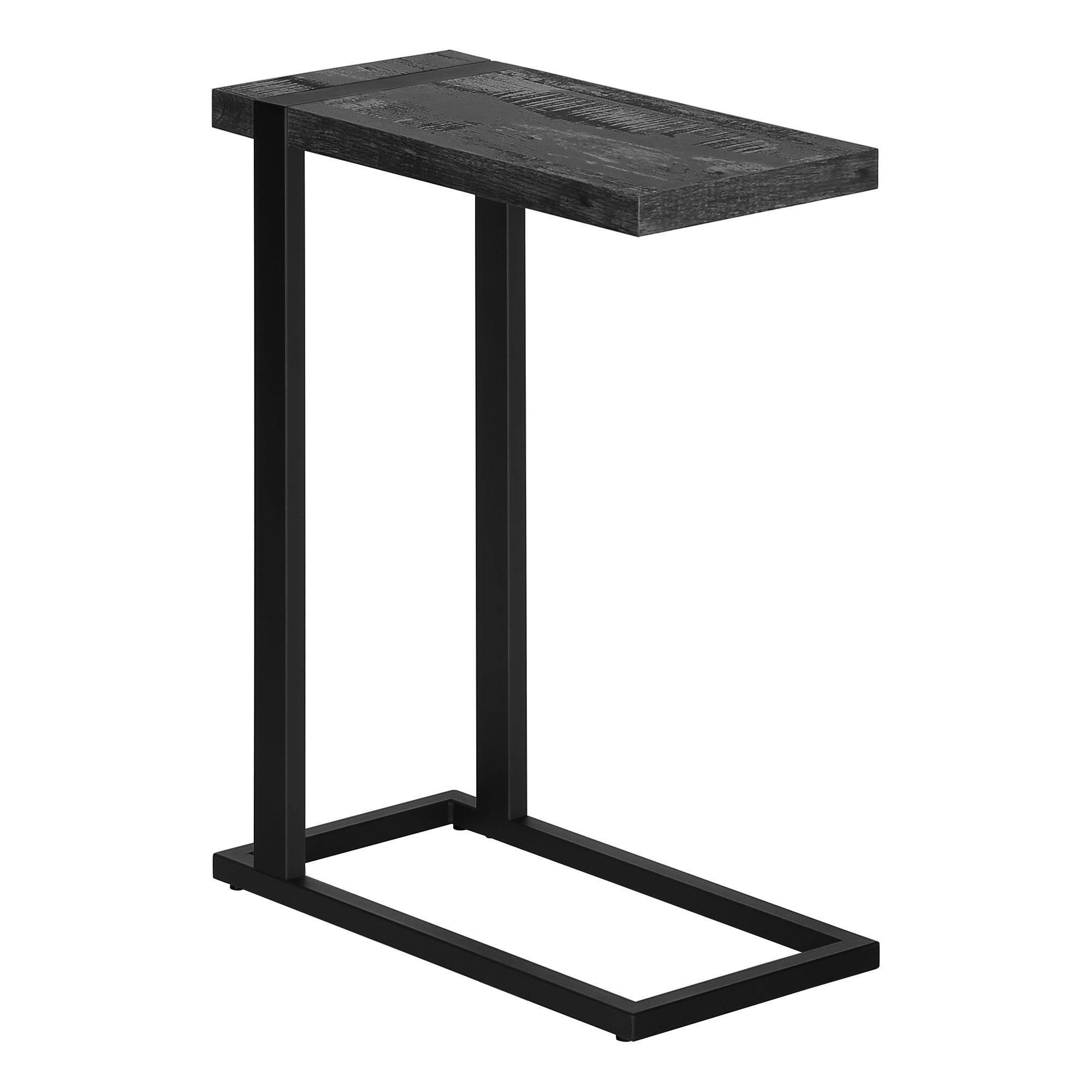 Accent Table Brown Reclaimed Wood/Black Metal C-Shape-Accent Table-DECOROLALA