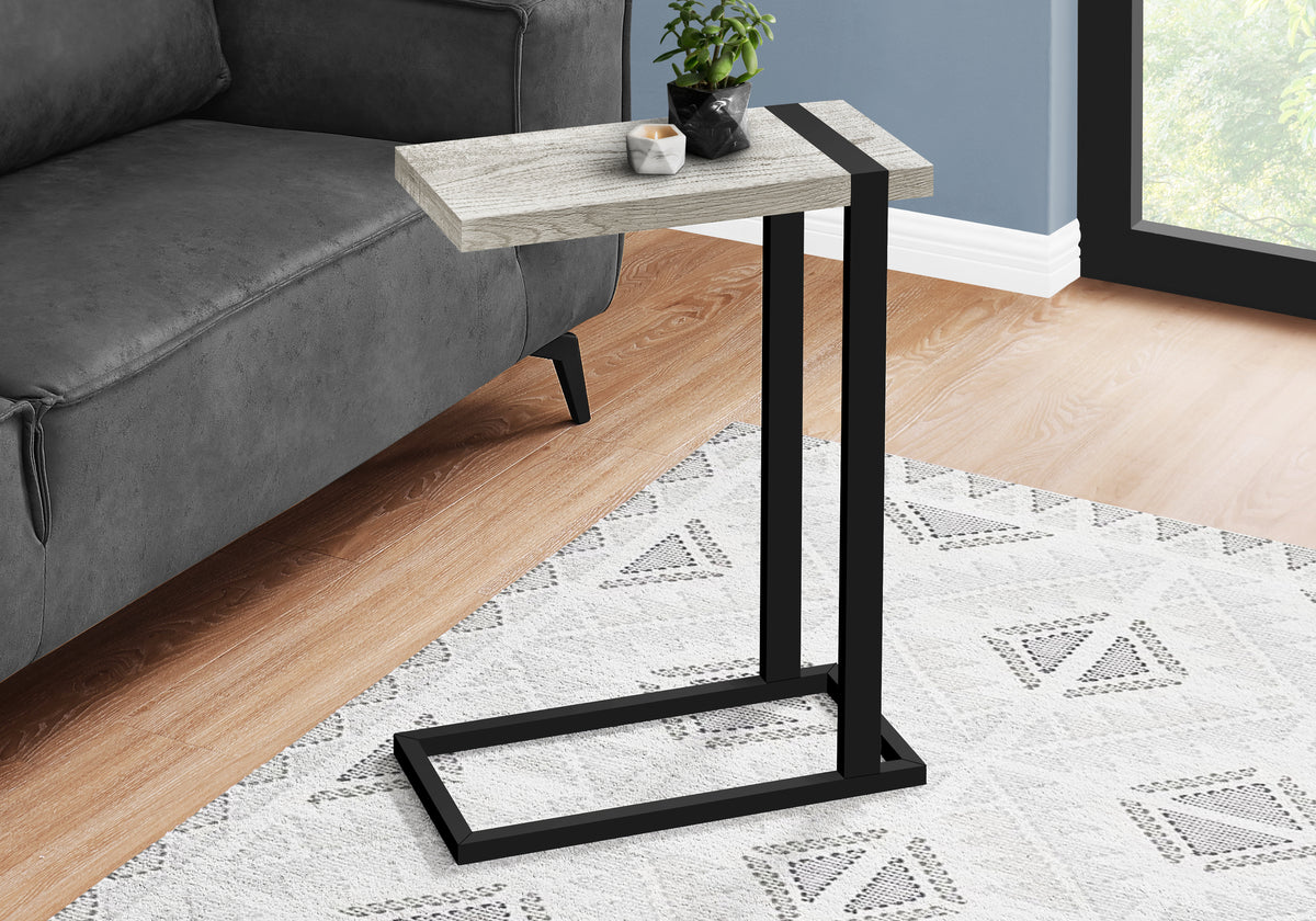 Accent Table Brown Reclaimed Wood/Black Metal C-Shape-Accent Tables-DECOROLALA