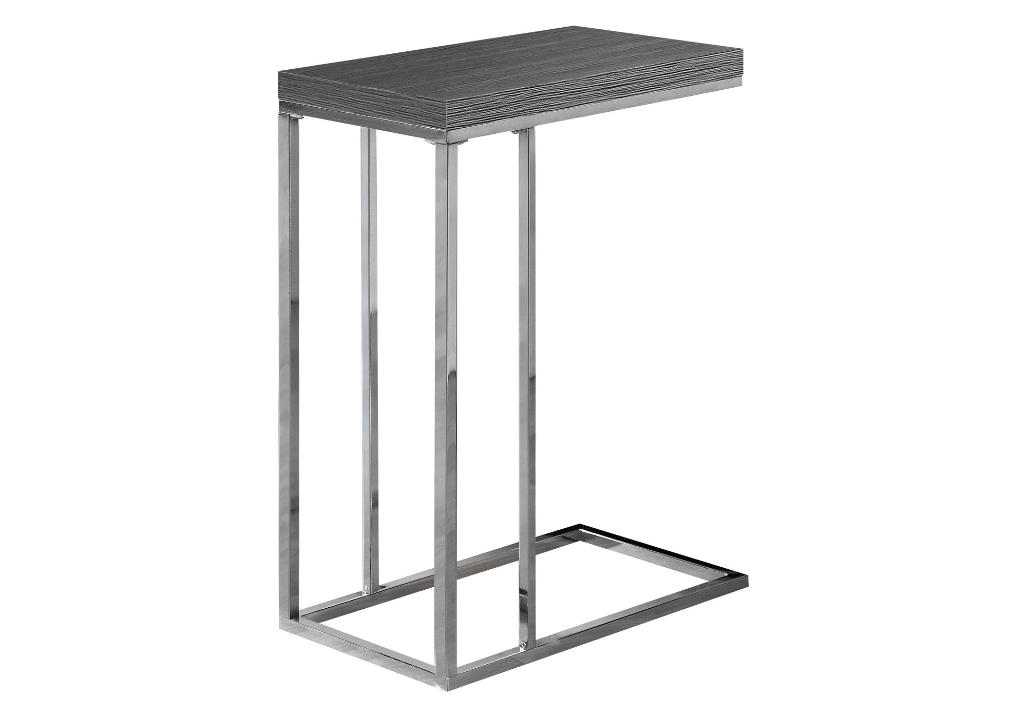 Accent Table C-Shape Espresso Wood Bronze Metal-Accent Table-DECOROLALA