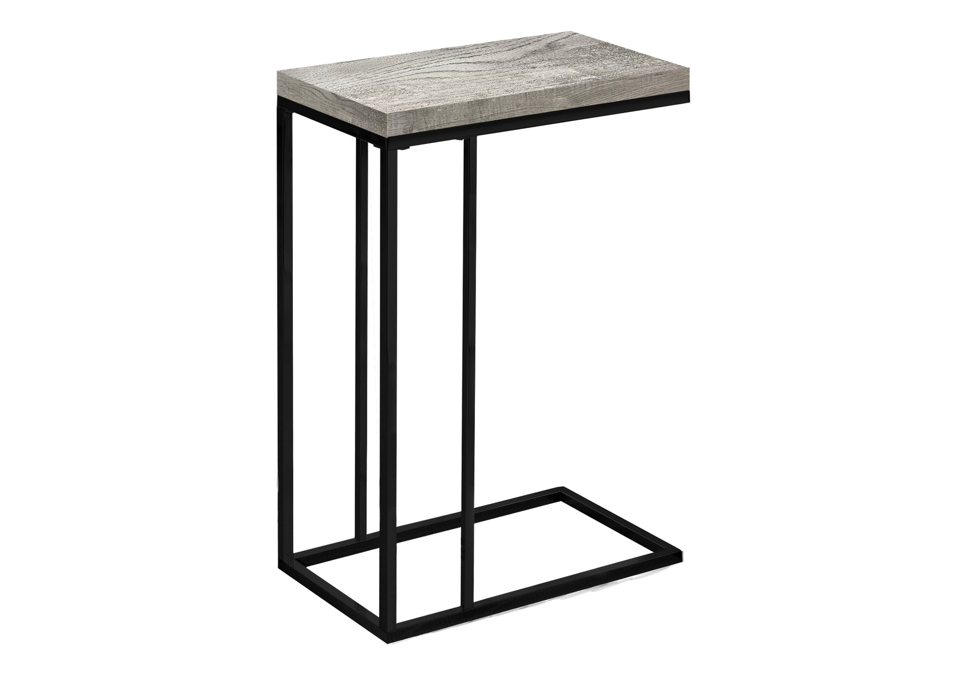 Accent Table C-Shape Espresso Wood Bronze Metal-Accent Table-DECOROLALA