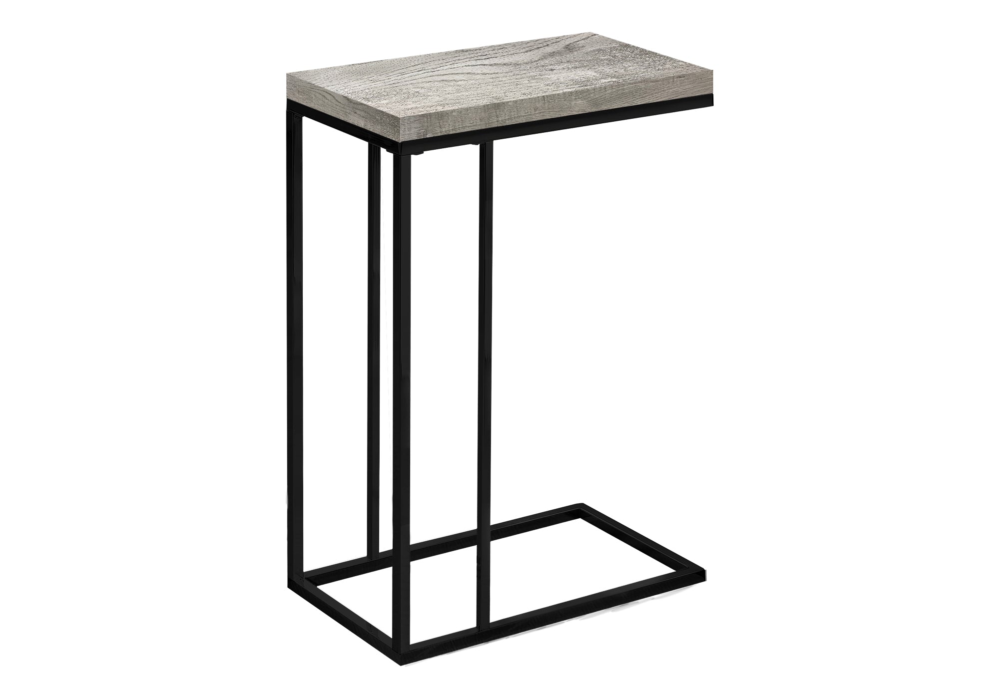 Accent Table C-Shape Espresso Wood Bronze Metal-Accent Table-DECOROLALA