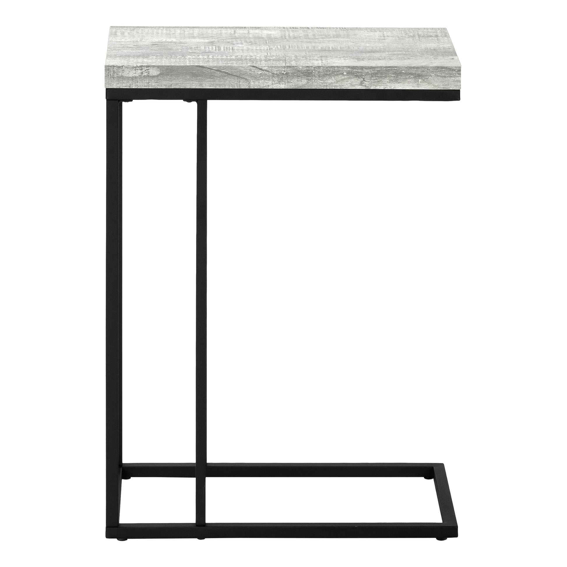 Accent Table C-Shape Espresso Wood Bronze Metal-Accent Table-DECOROLALA