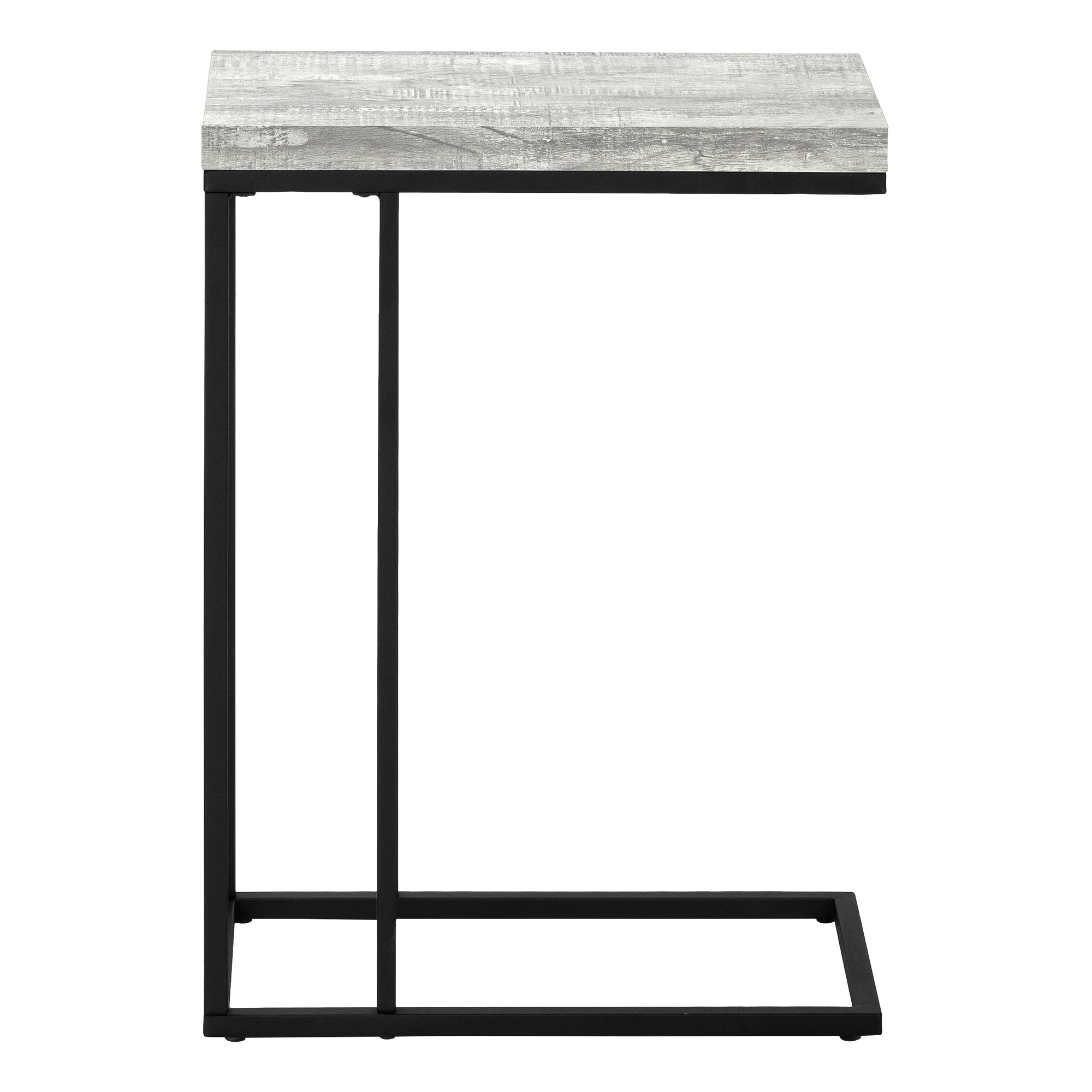 Accent Table C-Shape Espresso Wood Bronze Metal-Accent Table-DECOROLALA