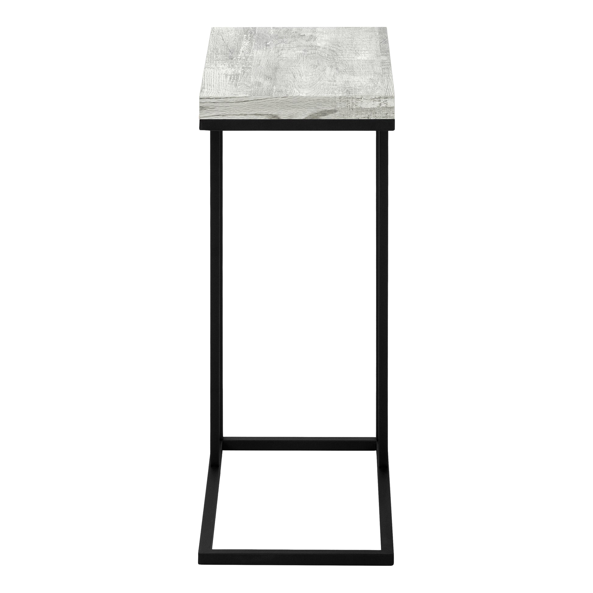Accent Table C-Shape Espresso Wood Bronze Metal-Accent Table-DECOROLALA