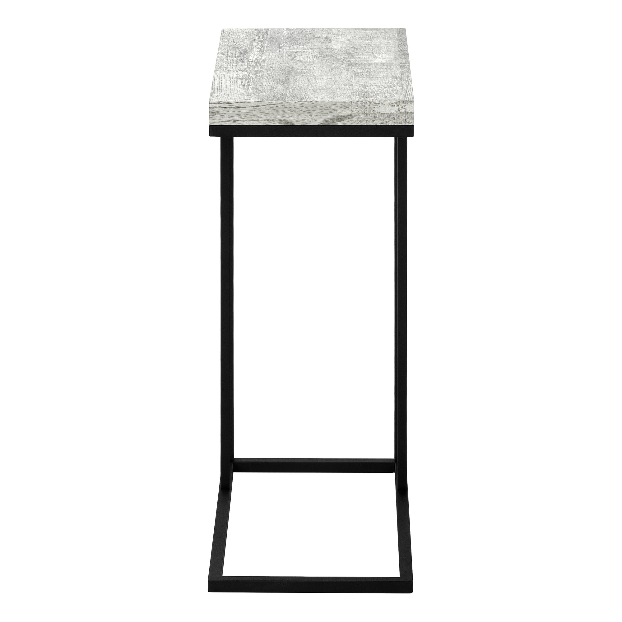 Accent Table C-Shape Espresso Wood Bronze Metal-Accent Table-DECOROLALA