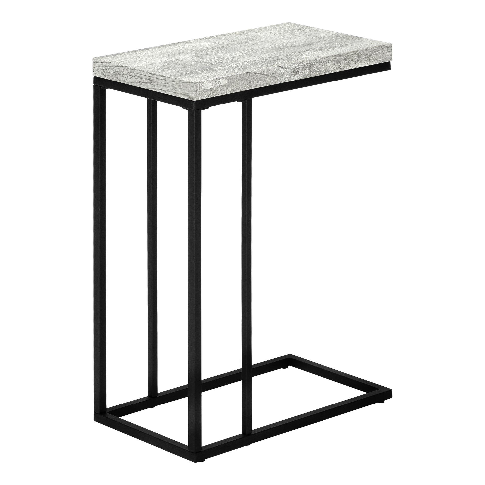 Accent Table C-Shape Espresso Wood Bronze Metal-Accent Table-DECOROLALA