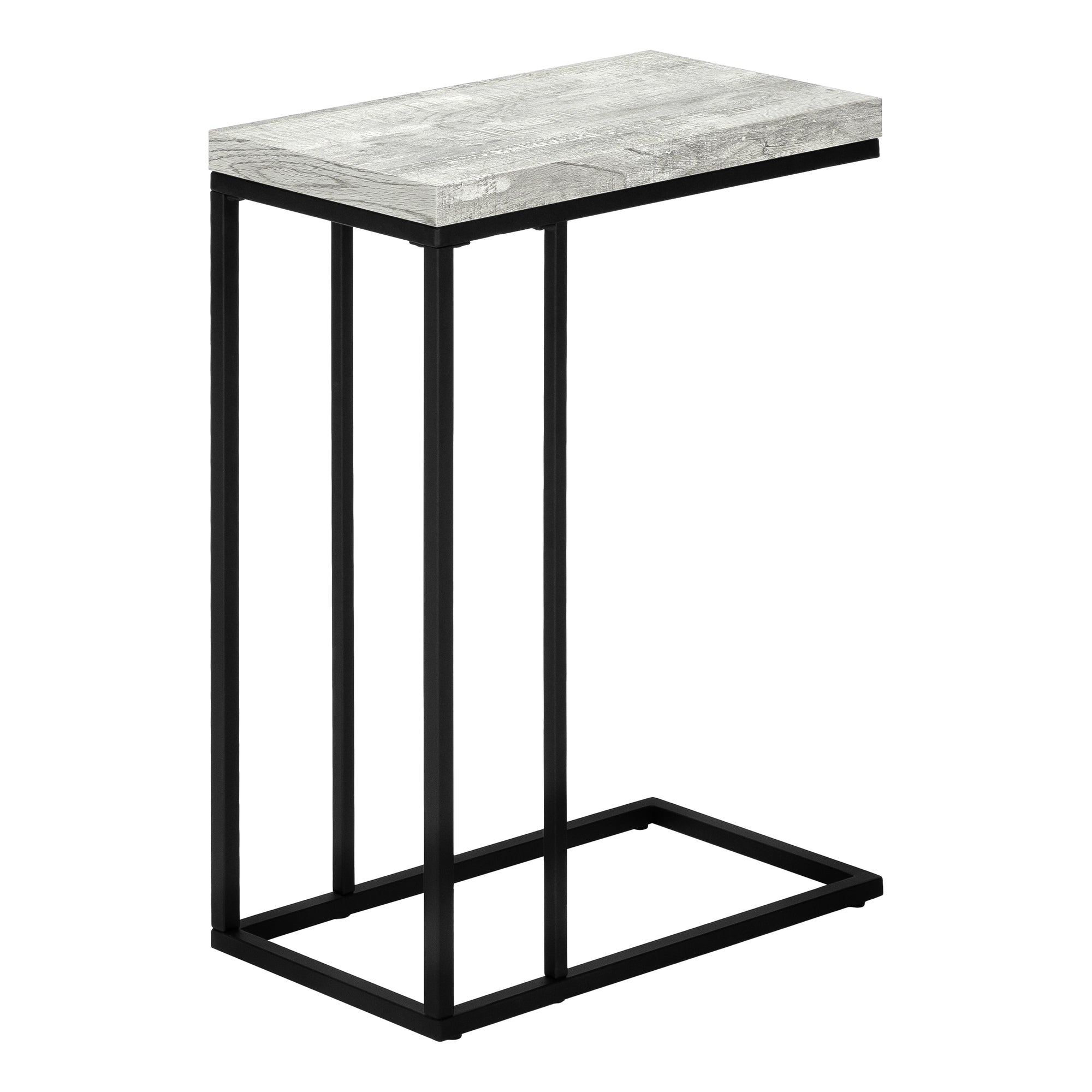 Accent Table C-Shape Espresso Wood Bronze Metal-Accent Table-DECOROLALA