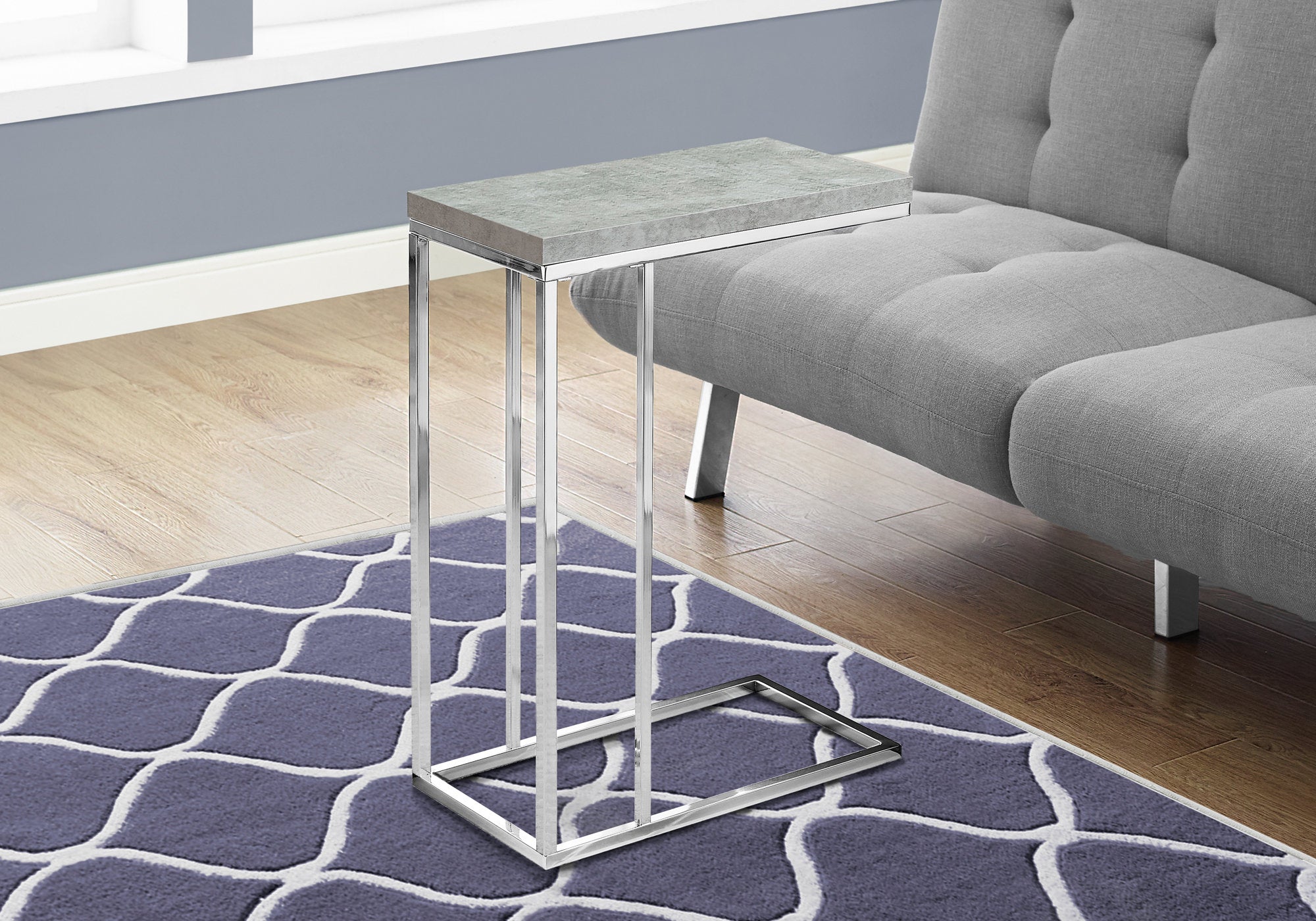 Accent Table C-Shape Espresso Wood Bronze Metal-Accent Table-DECOROLALA