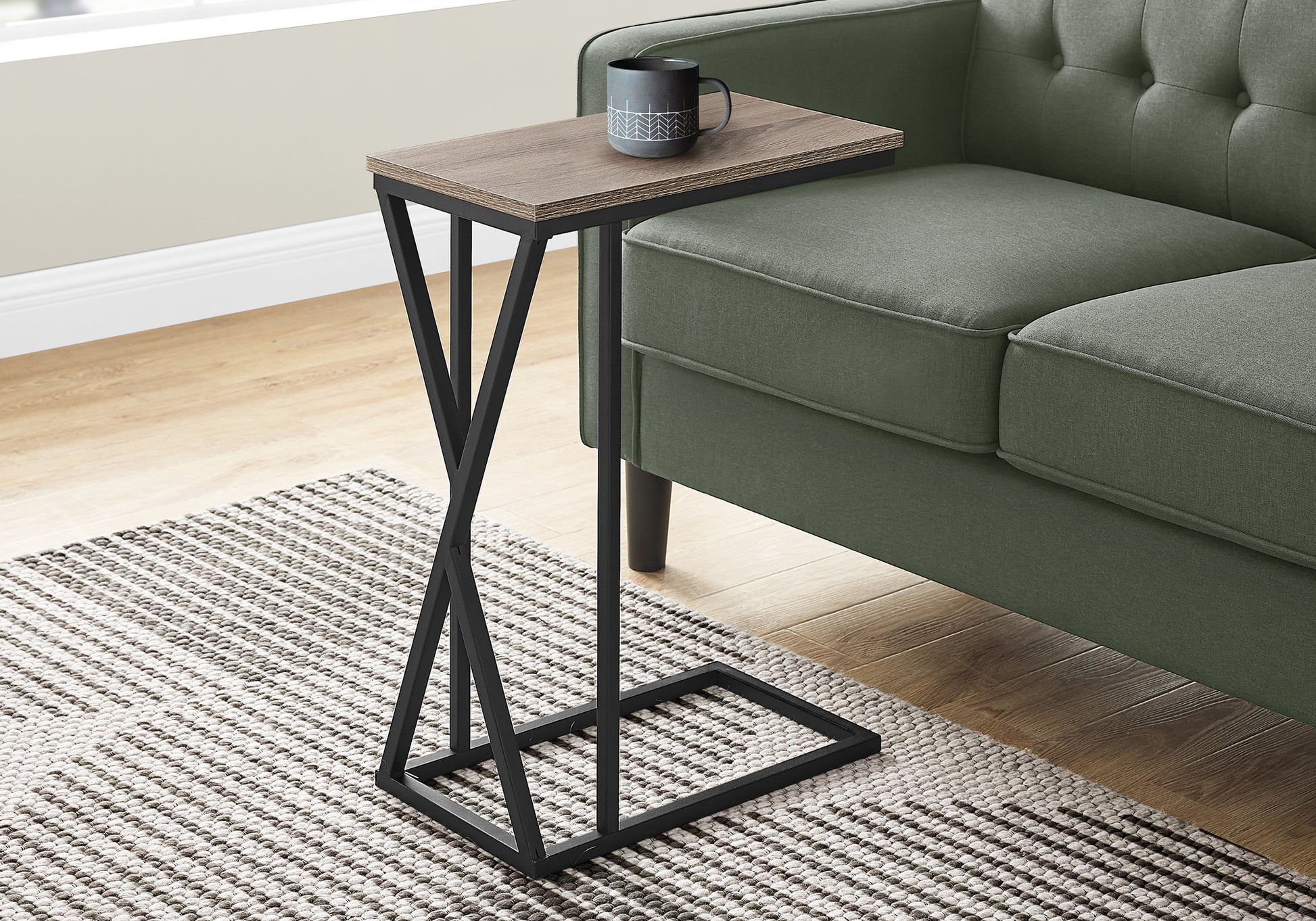 Accent Table C-Shaped 25"H Black Metal-Nesting Table-DECOROLALA
