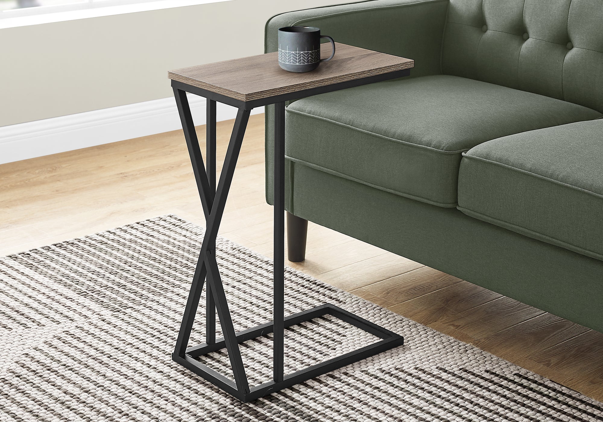 Accent Table C-Shaped 25"H Black Metal-Nesting Table-DECOROLALA