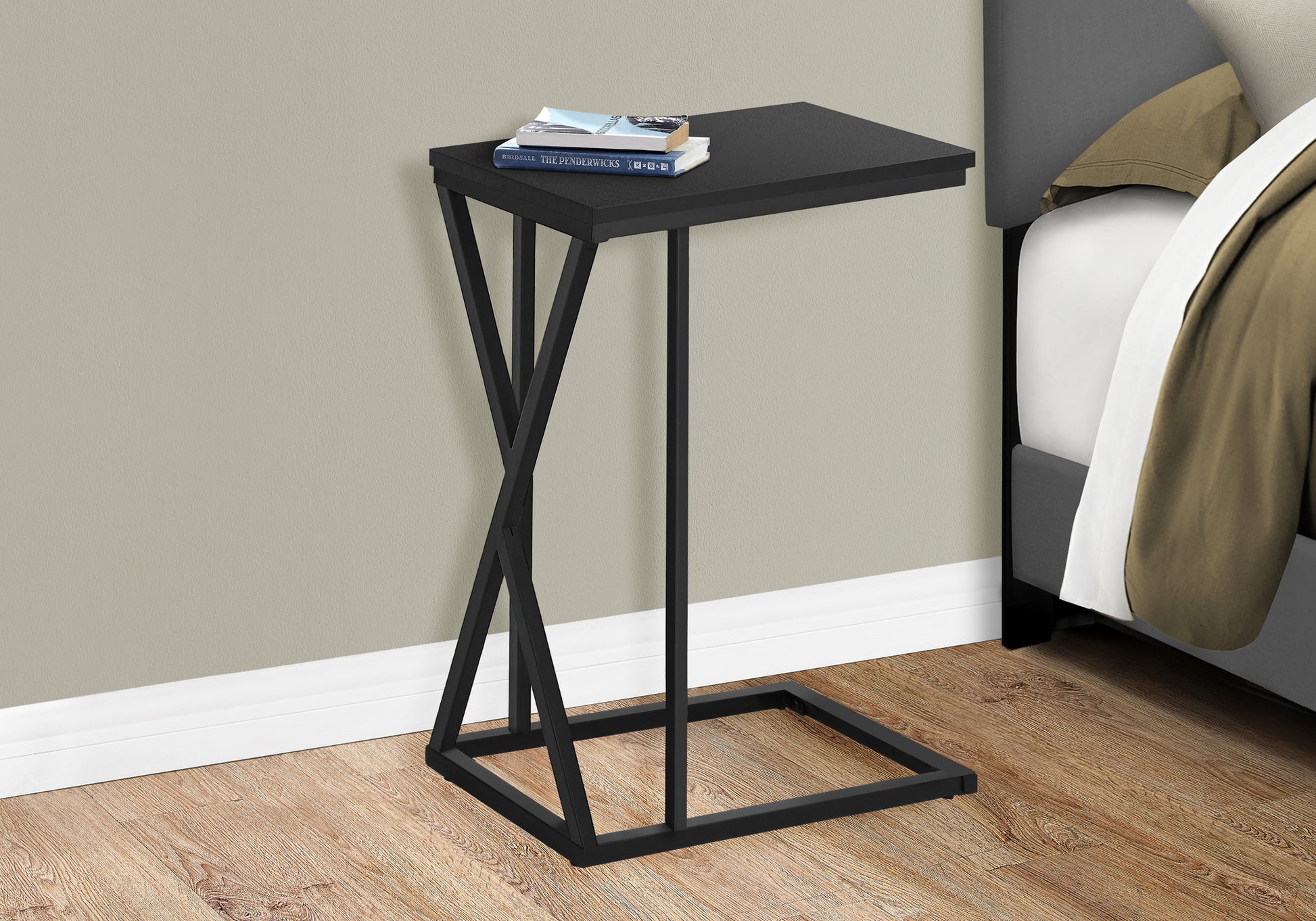 Accent Table C-Shaped 25"H Black Metal-Nesting Table-DECOROLALA