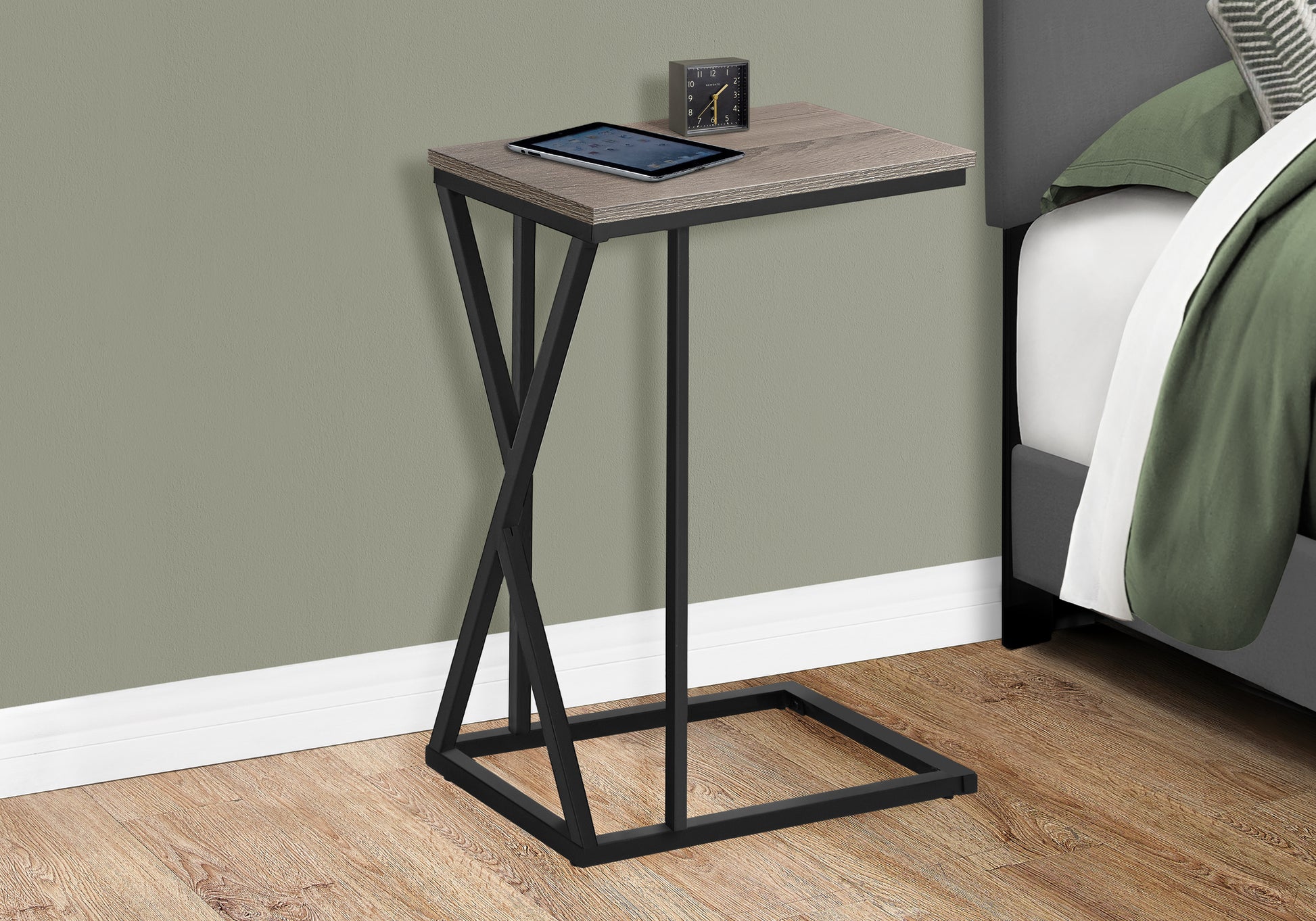 Accent Table C-Shaped 25"H Black Metal-Nesting Table-DECOROLALA